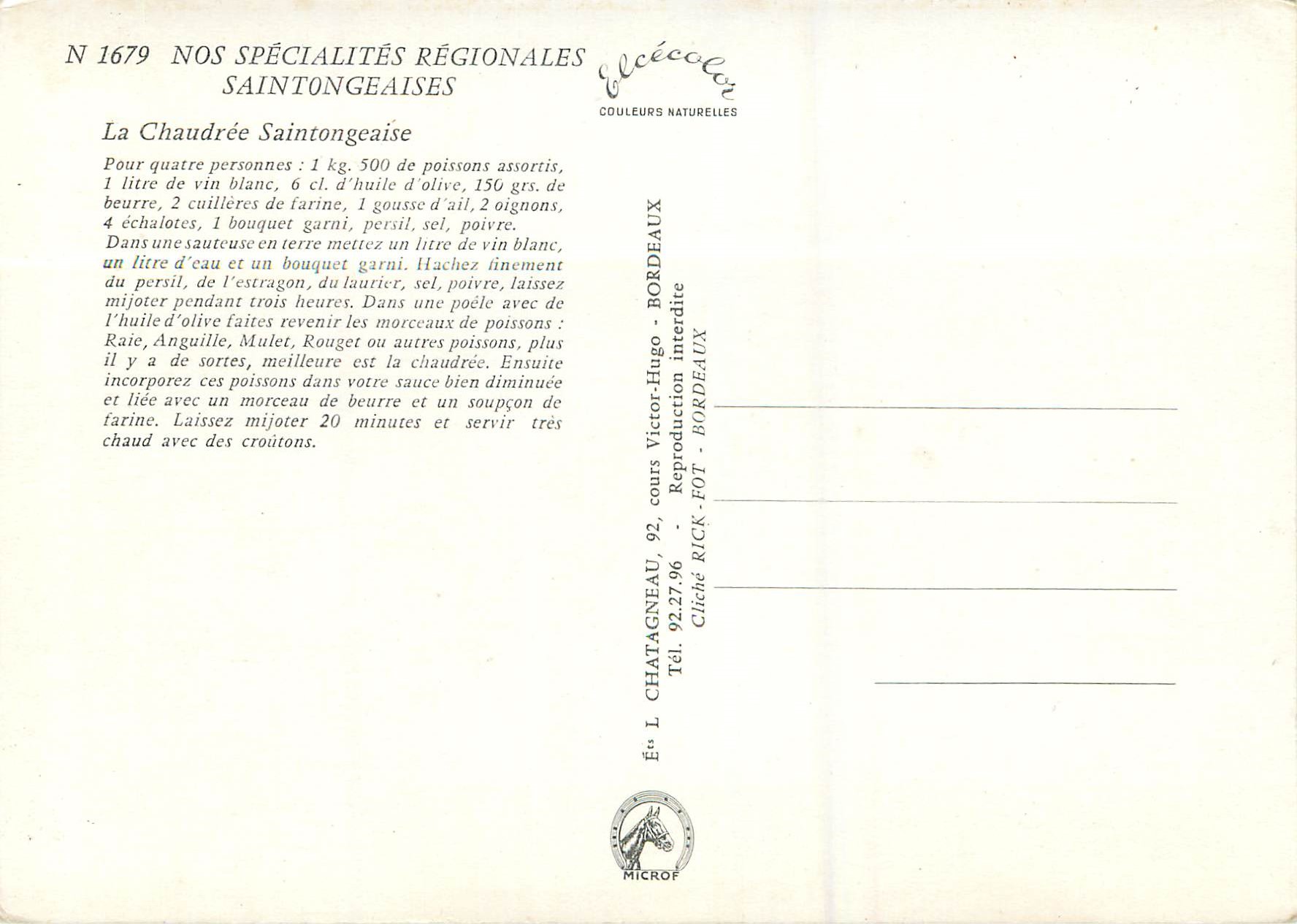 CPM La Chaudree Saintongeaise Nos Specialistes Regionales — Rückseite