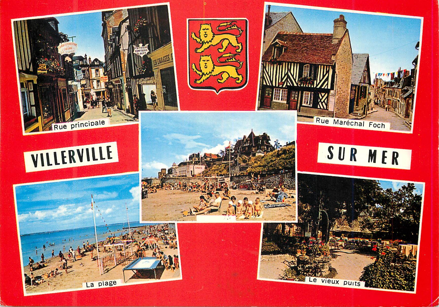 CPM Villerville sur Mer (Calvados) Rue principale Rue Marechal Foch La plage Le vieux puits