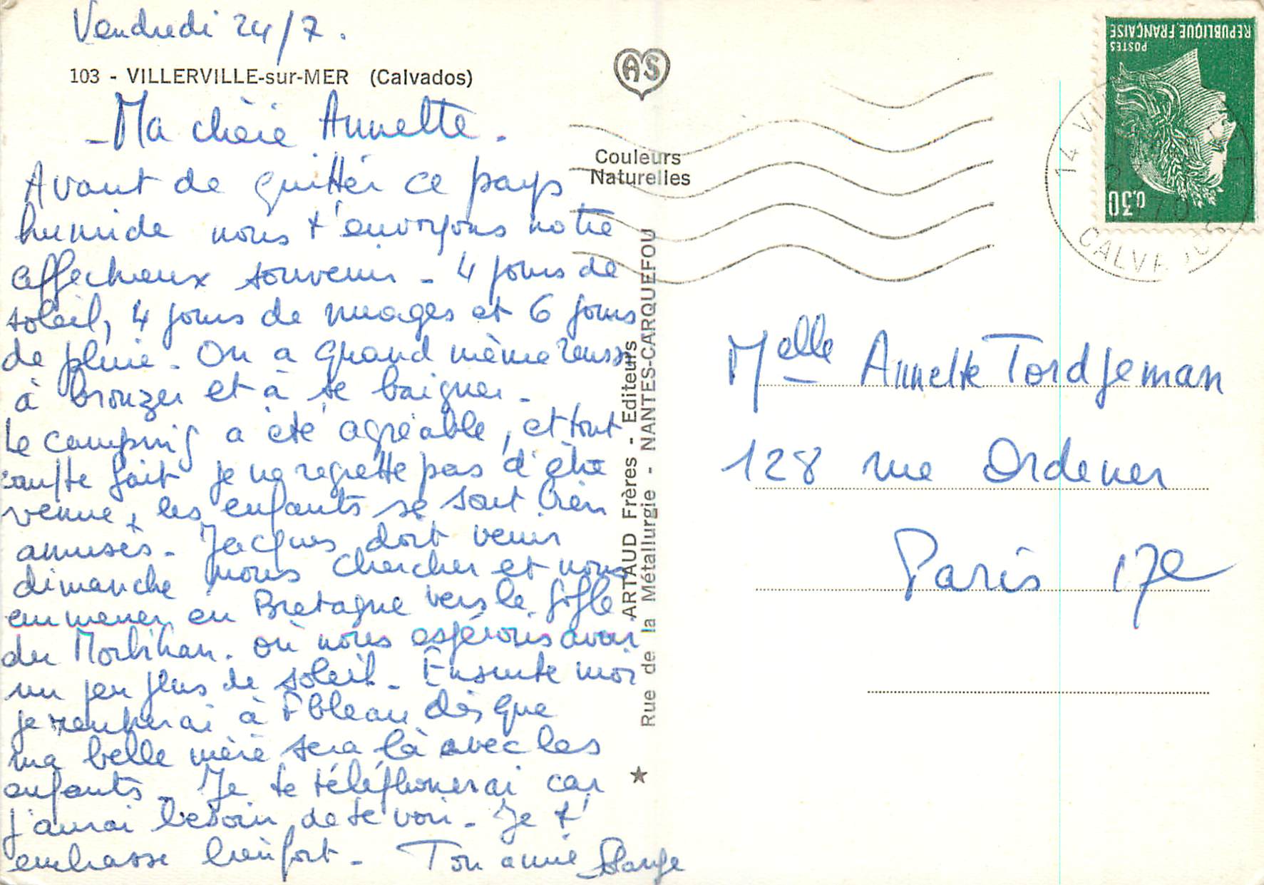 CPM Villerville sur Mer (Calvados) Rue principale Rue Marechal Foch La plage Le vieux puits — Rückseite