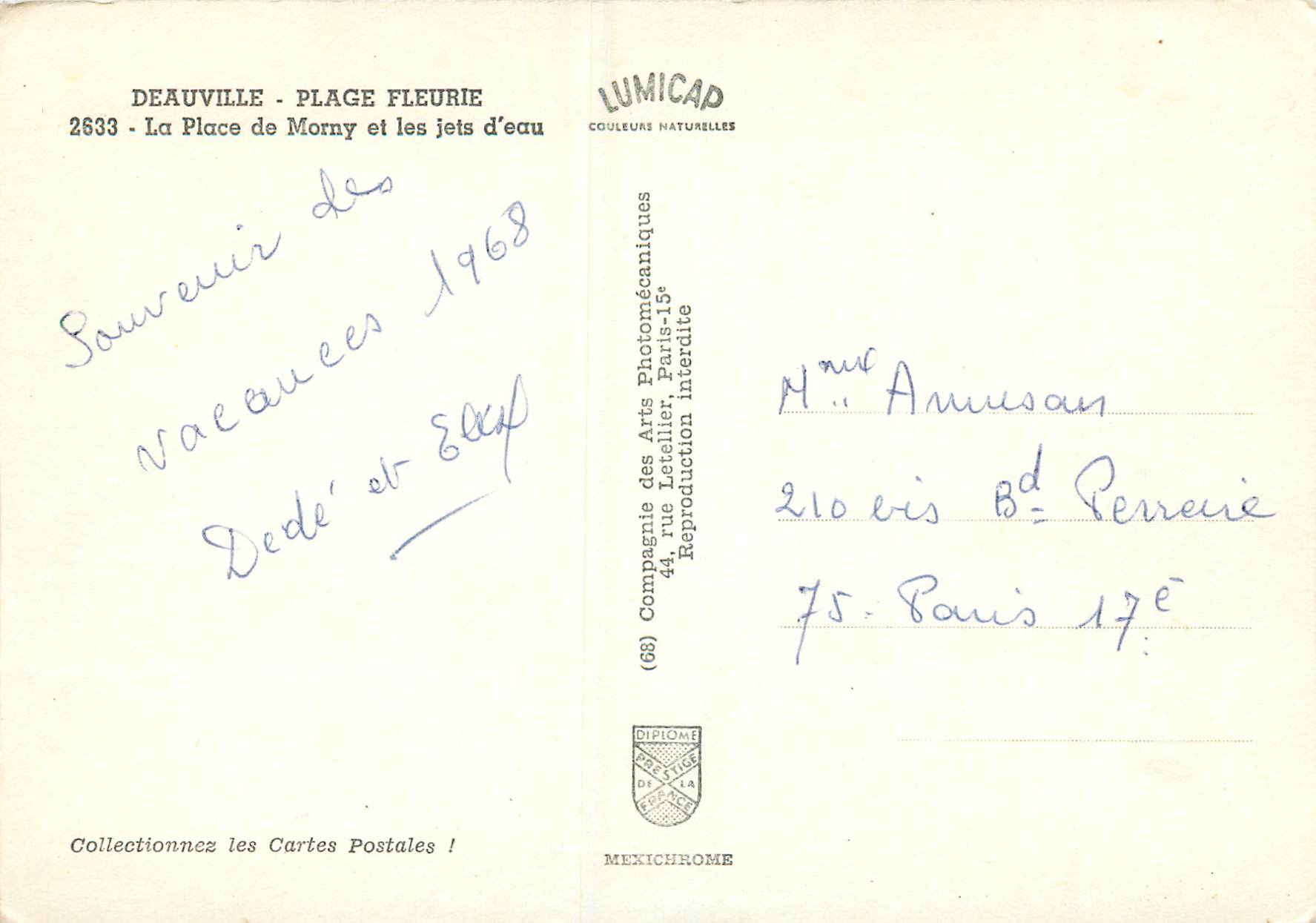 Deauville - Platz de Morny — Fontänen — Verlag LUMICAP, Nr. 2633 — Rückseite