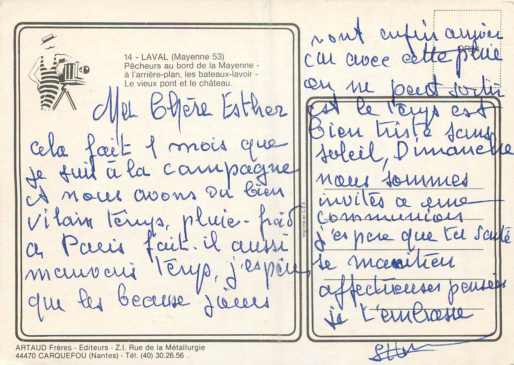 CPM Laval (Mayenne) Pecheurs au Bord de la Mayenne Peche — Rückseite