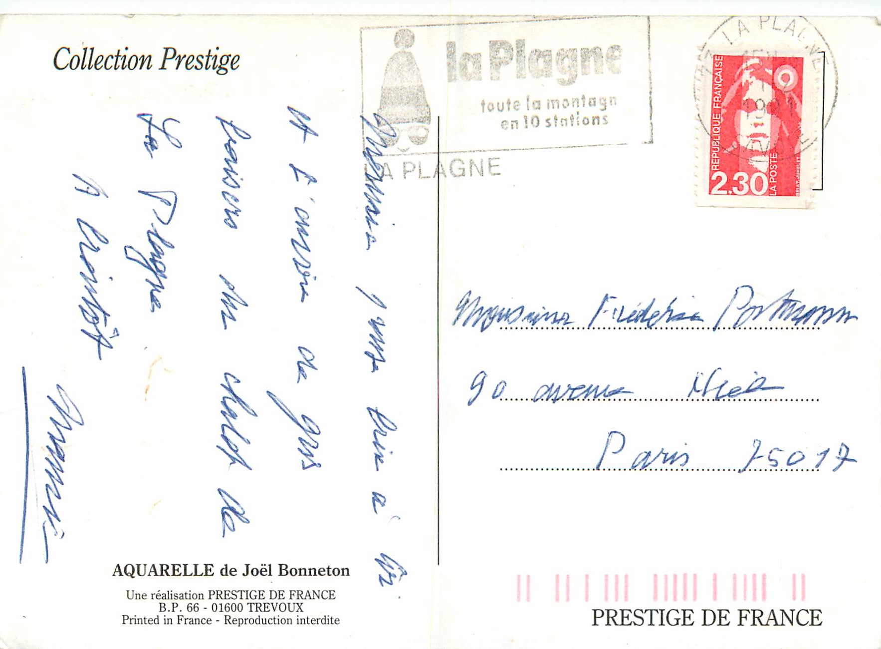 CPM Aquarelle de Joel Bonneton Collection Prestige de France — Rückseite