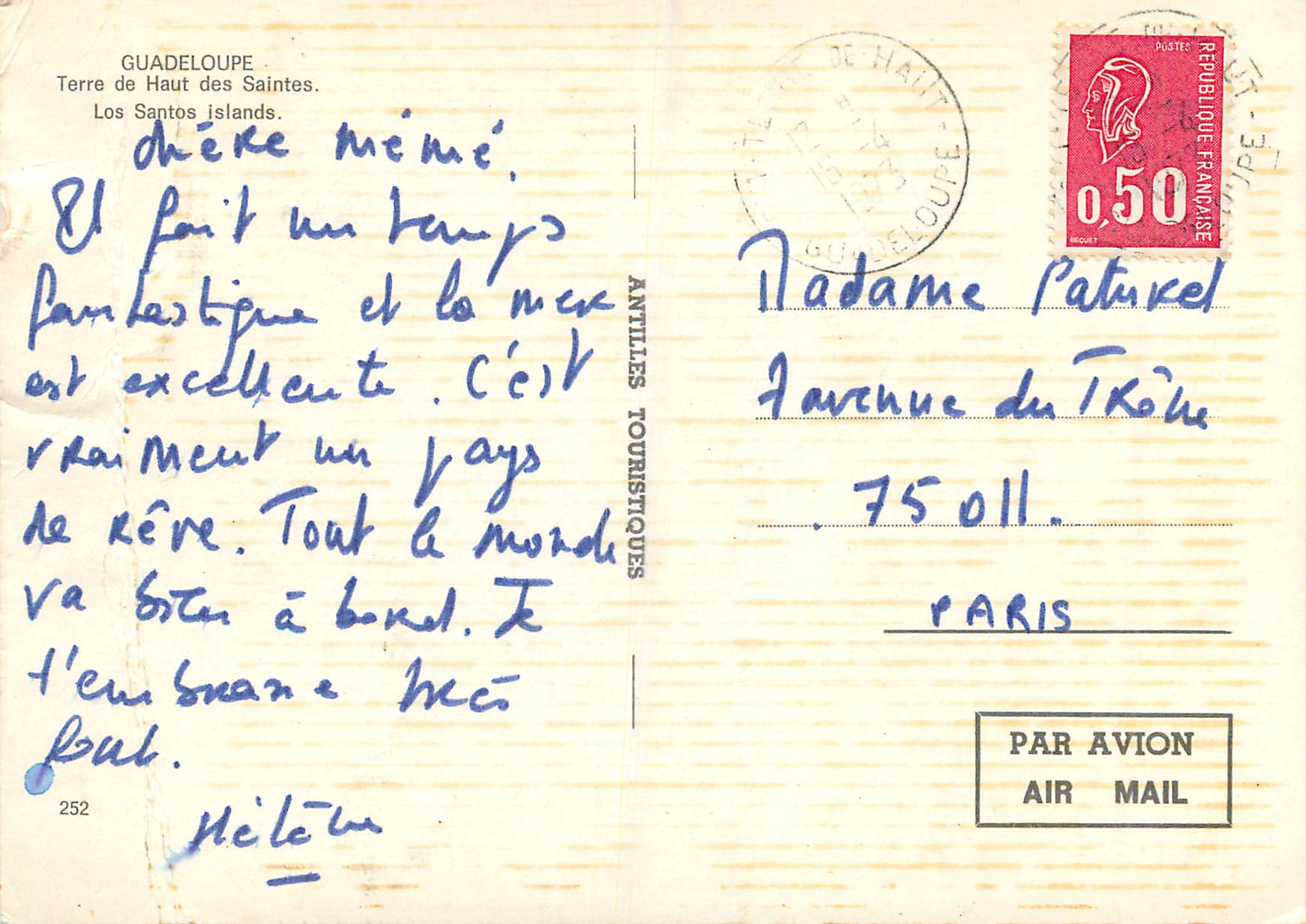 CPM Guadeloupe Terre de Haut des Saintes Los Santos Islands — Back