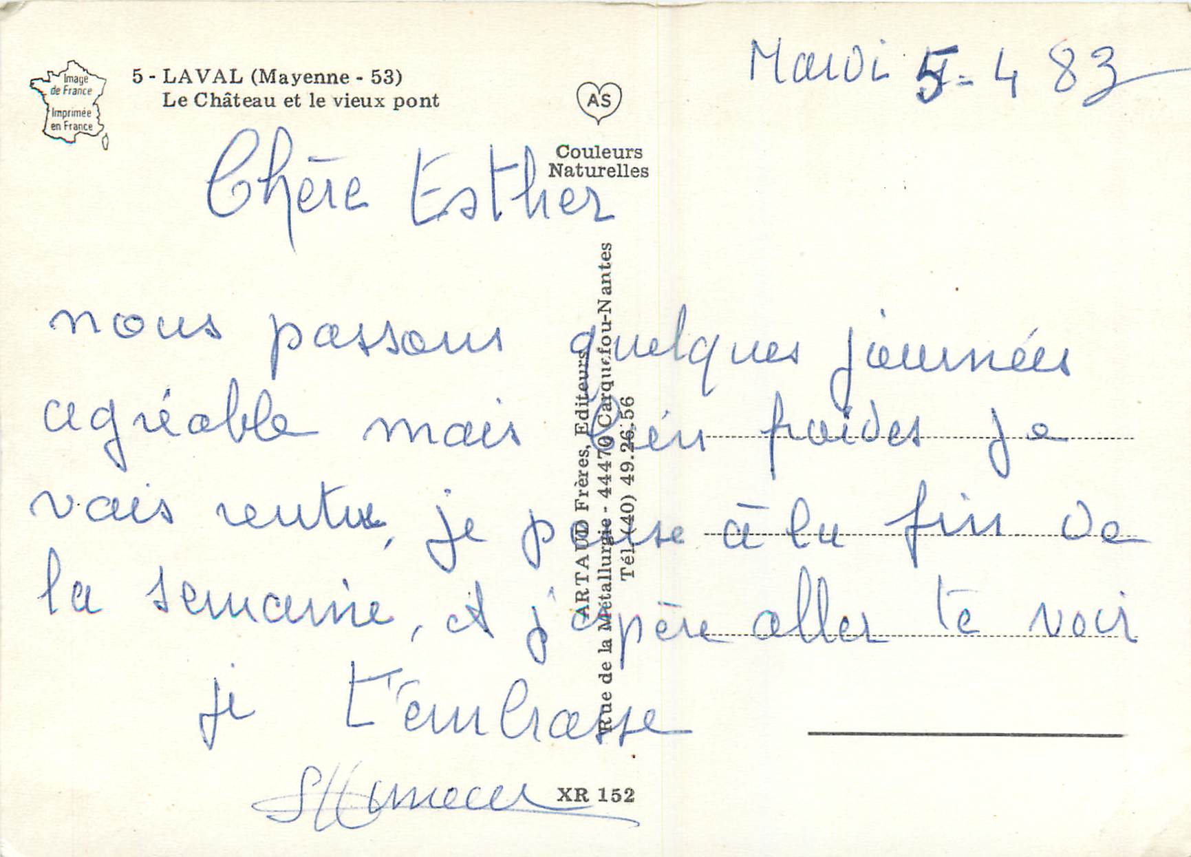 CPM Laval (Mayenne) Le Chateau et le Vieux Pont — Rückseite