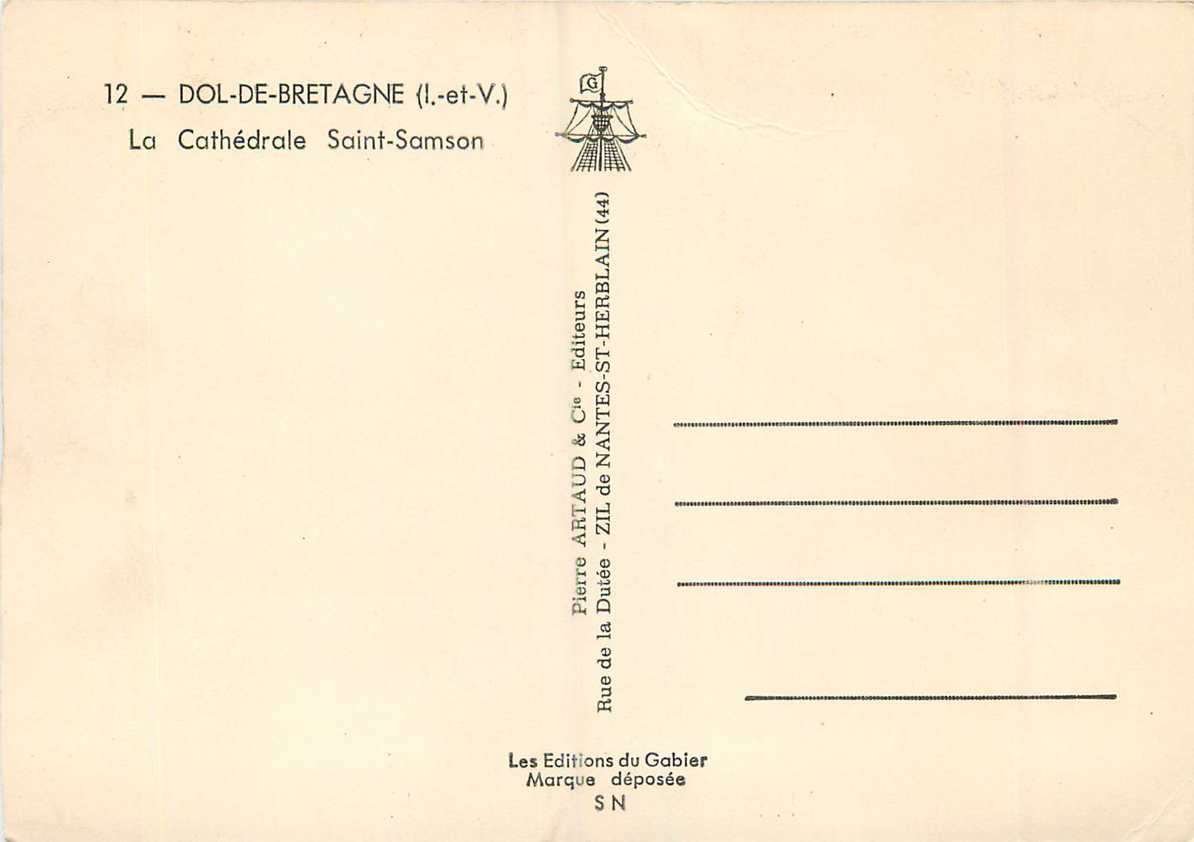 Dol-de-Bretagne — Cathédrale Saint-Samson — Éditions Artaud & Cie — Back