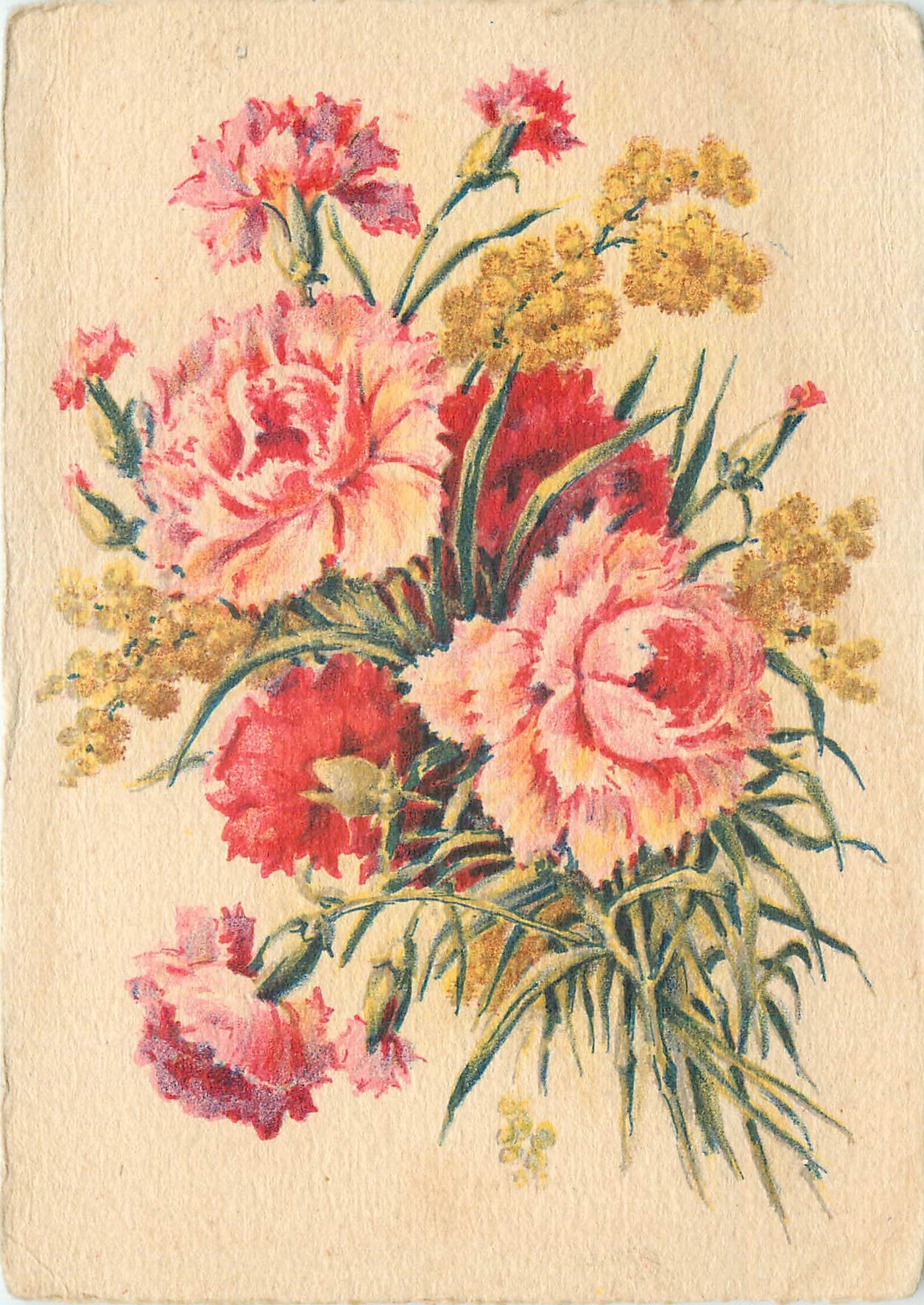 Bouquet de pivoines et de mimosa — Imprimé en France n°1273 D