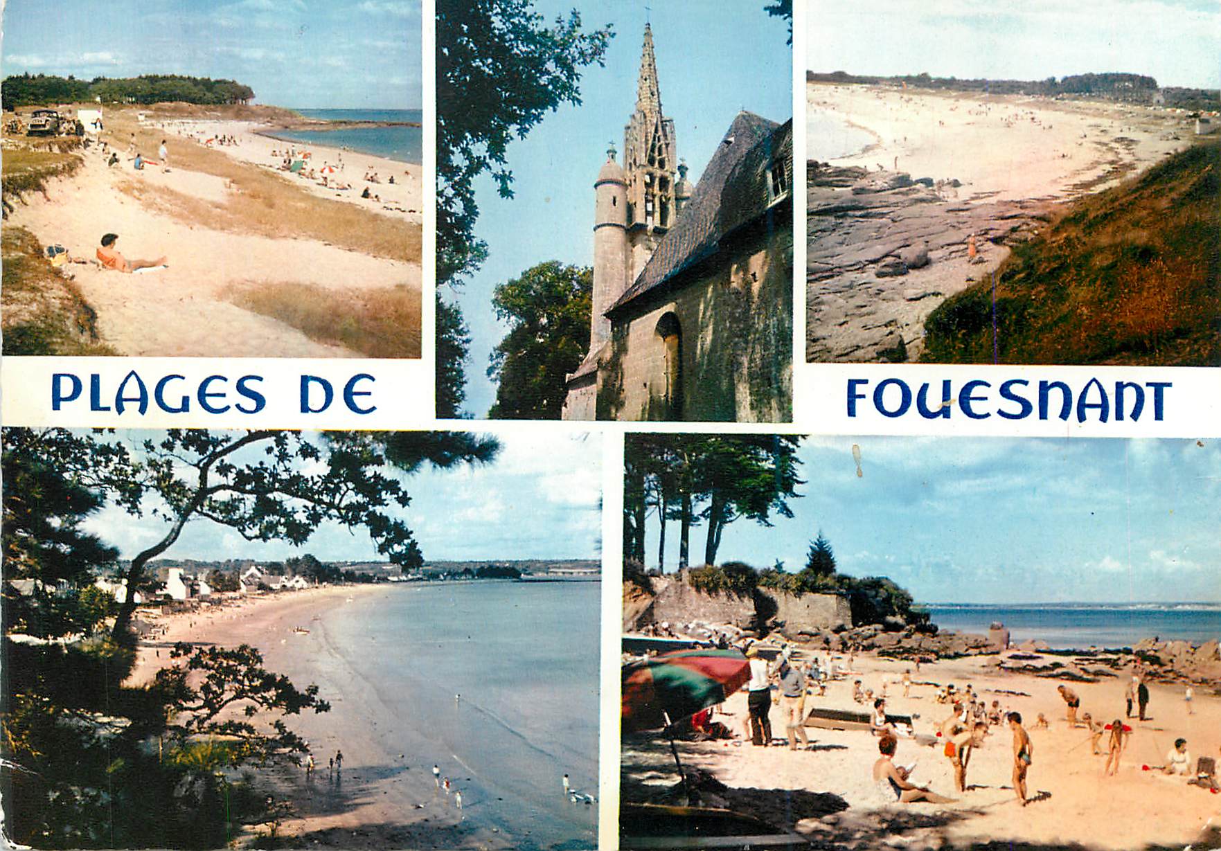 CPM Plages de Fouesnant (Finistere) La Bretagne en Couleurs Les Plages et la Chapelle sainte Anne