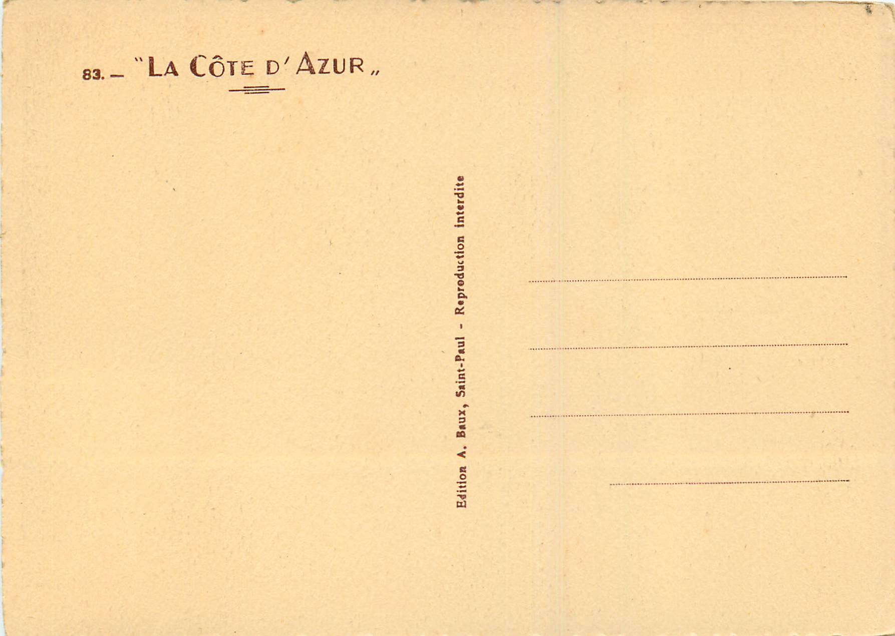CPM Saint Paul La Fontaine La Cote d'Azur — Back