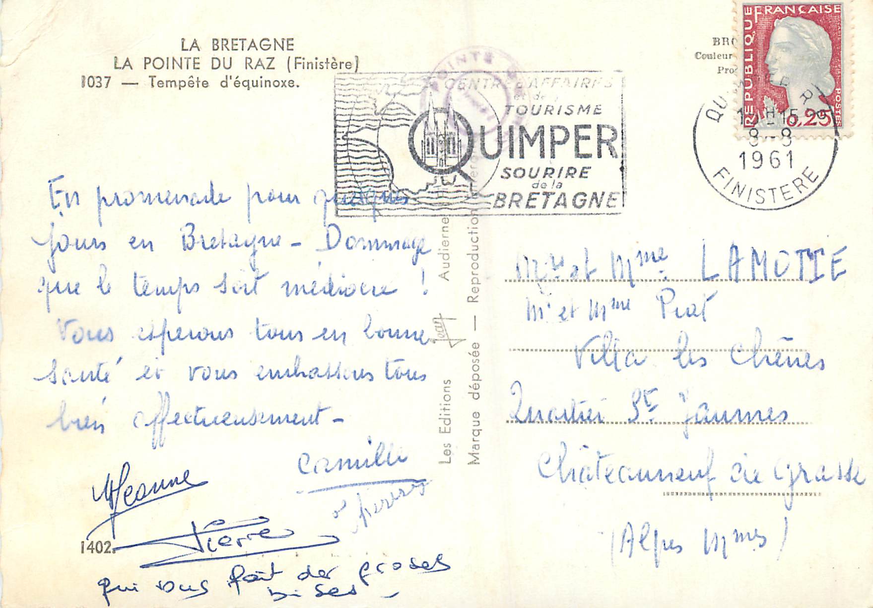 CPM La Pointe du Raz (Finistere) La Bretagne Tempete d'Equinoxe — Rückseite