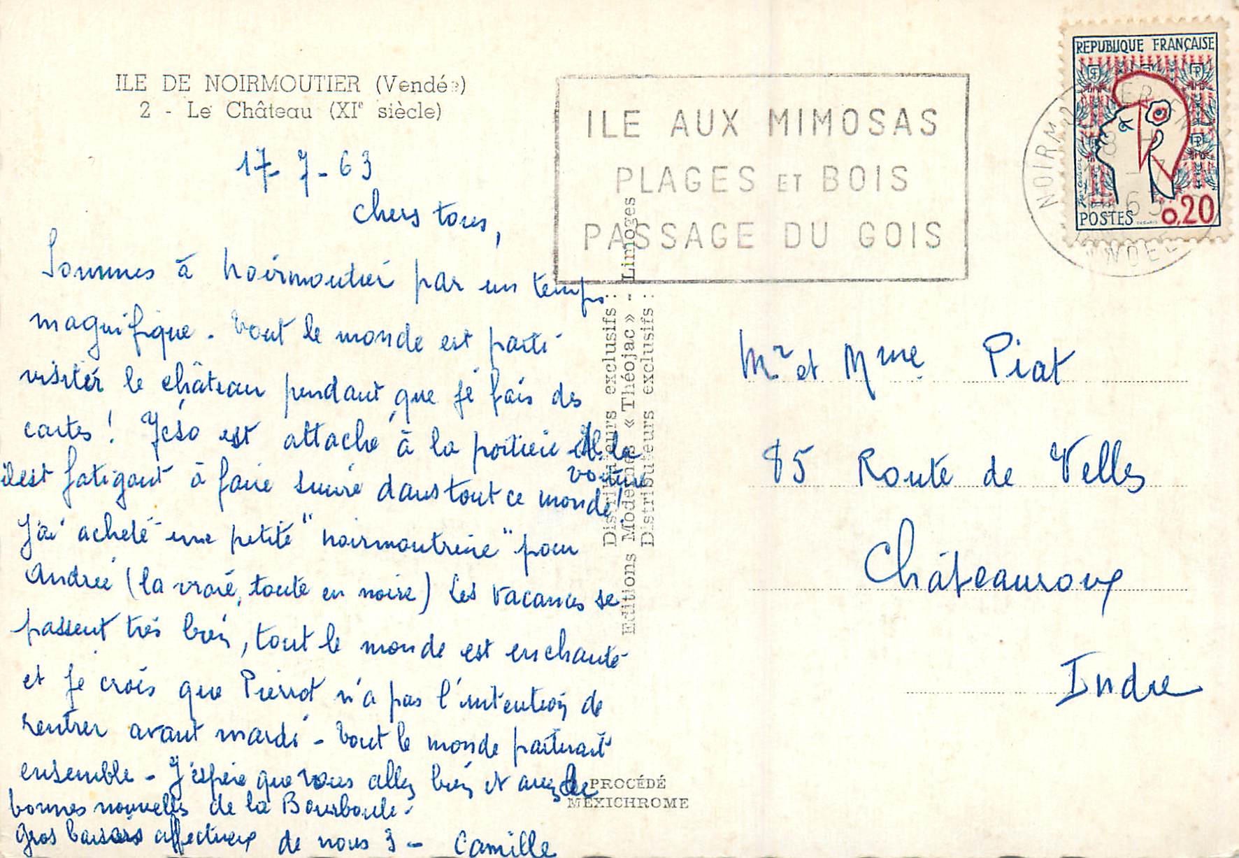 CPM Ile de Noirmoutier (Vendee) Le Chateau (XIe Siecle) — Back