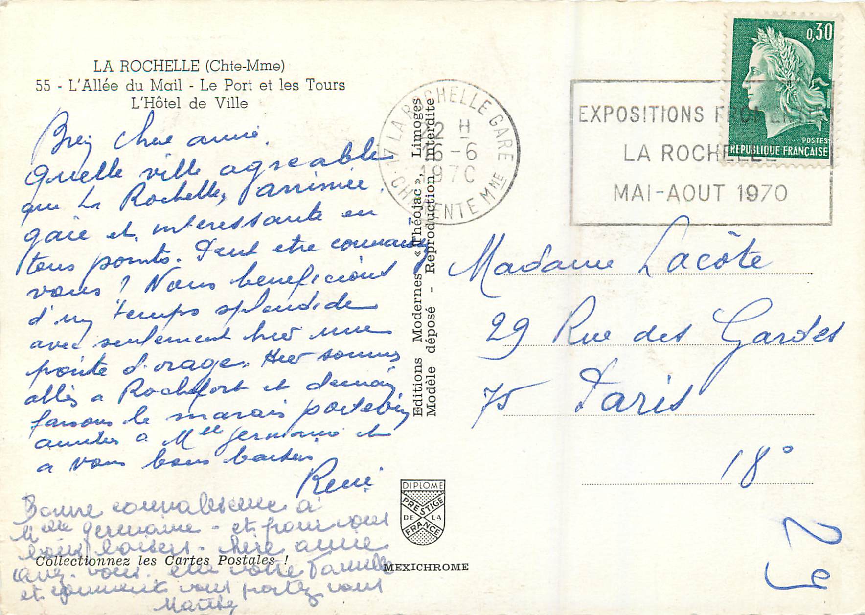 CPM La Rochelle (Chte Mme) L'Allee du Mail Le Port et les Tours L'Hotel de Ville — Rückseite