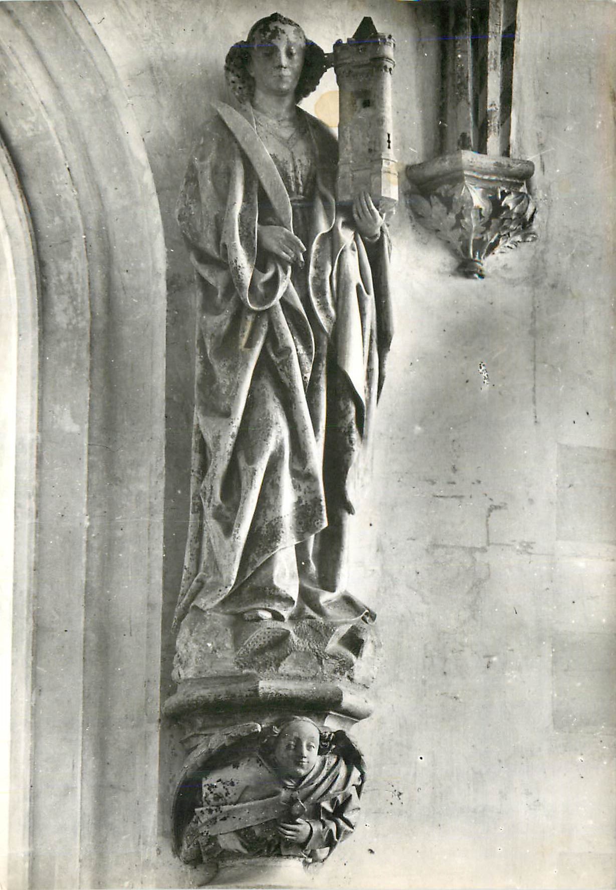 Châteaudun (E.-et-L.) — Chapelle du Château, Statue de Sainte-Barbe — Service Historiques Monuments Alexandre III
