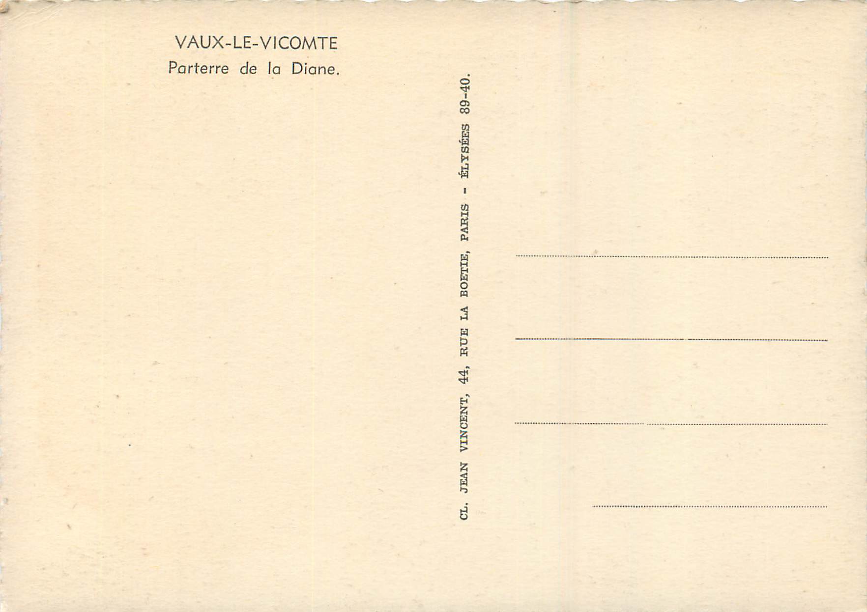 CPM Vaux le Vicompte Parterre de la Diane — Rückseite