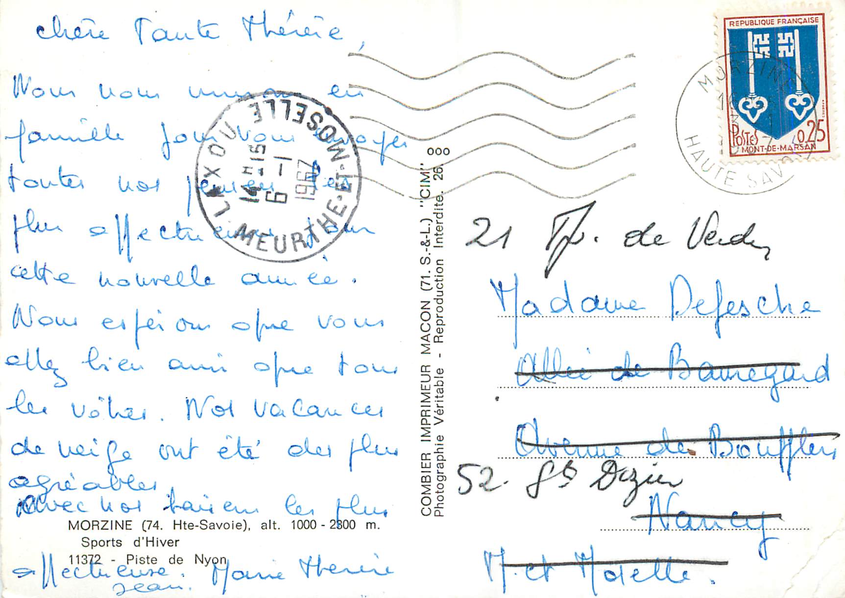Morzine (74) - Piste d'Hiver — Sports d'Hiver — Combier Imprimeur Macon — Verso