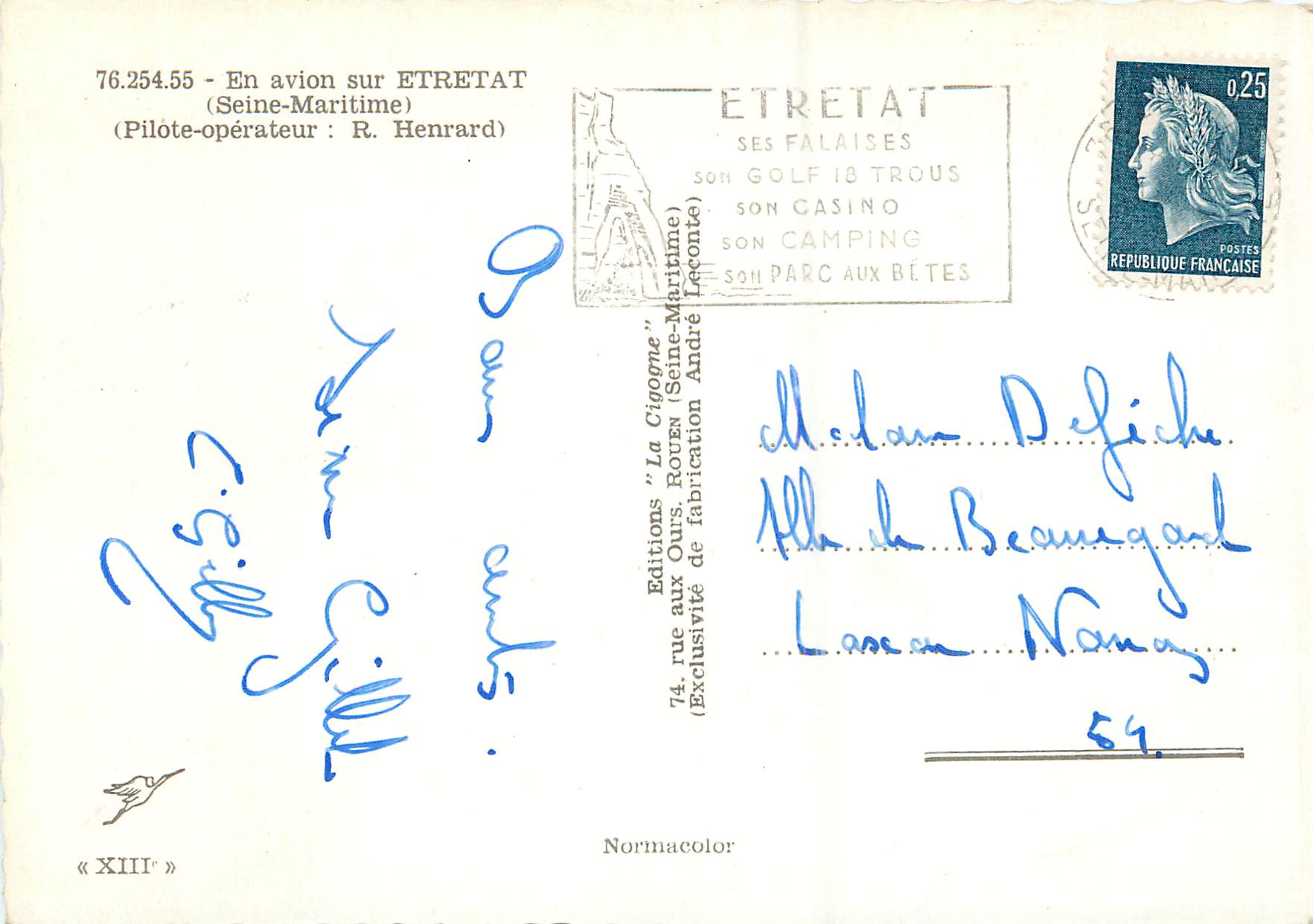 CPM En Avion sur Etretat (Seine Maritime) — Rückseite