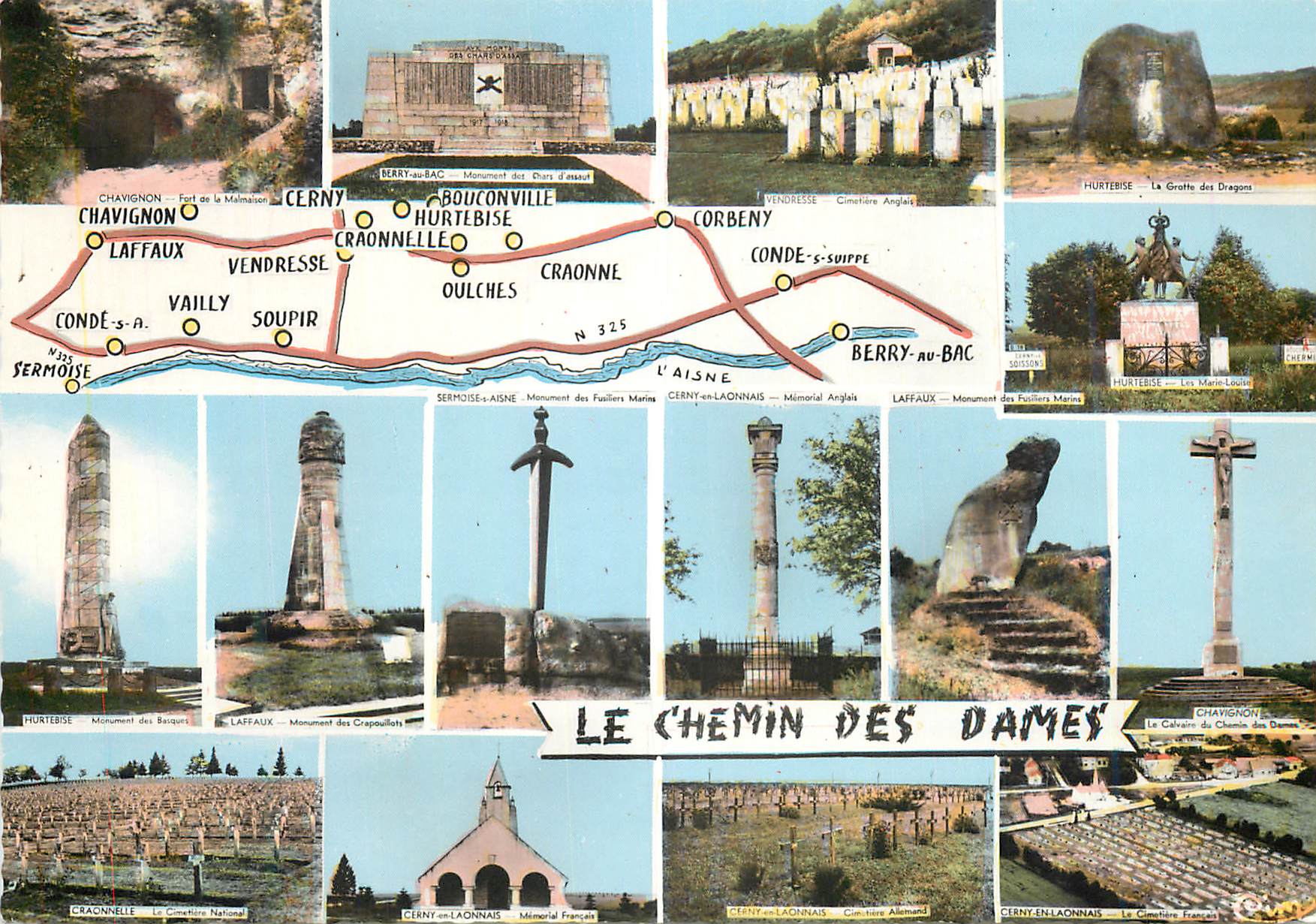 CPM Le Chemin des Dames Chavignon Bouconville Corbeny Militaria