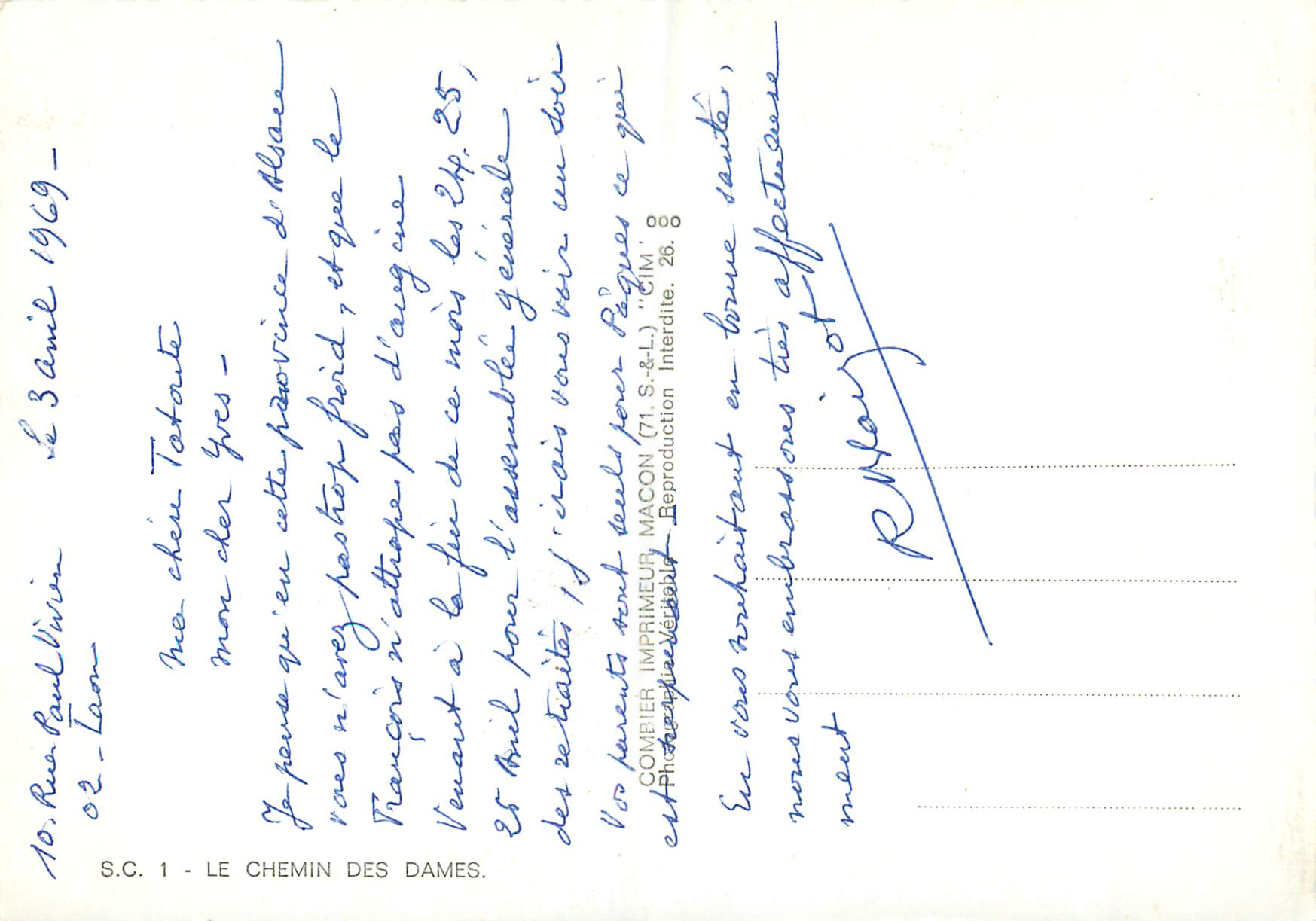 CPM Le Chemin des Dames Chavignon Bouconville Corbeny Militaria — Rückseite