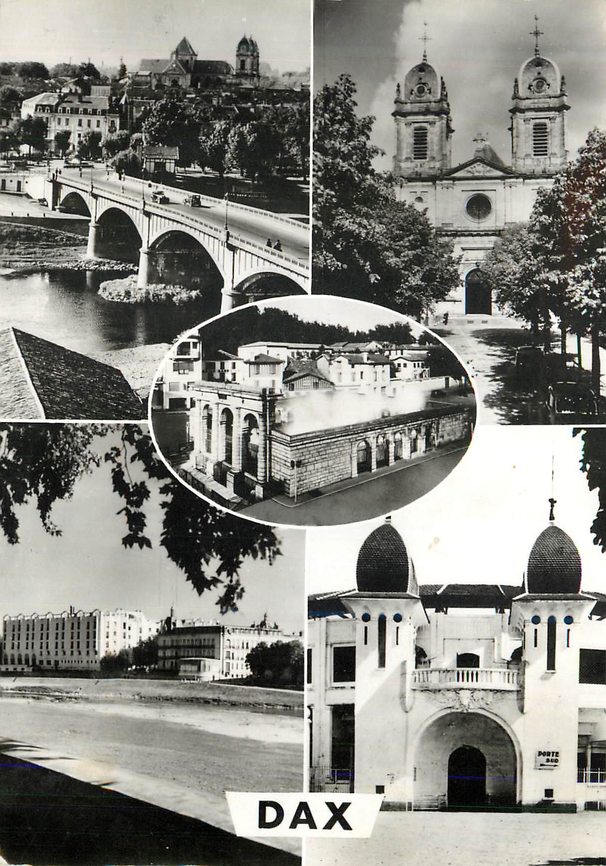 CPM Dax Vue Generale Cathedrale Fontaine d'eau Chaude