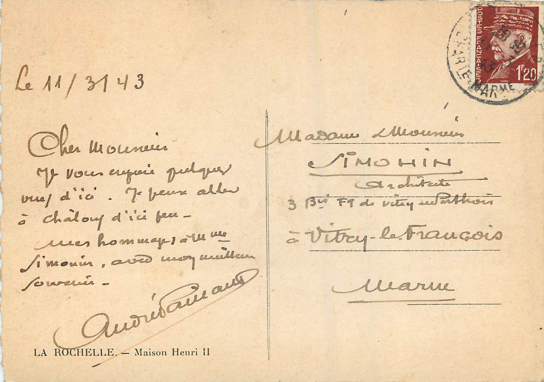 CPM La Rochelle Maison Henri II — Rückseite