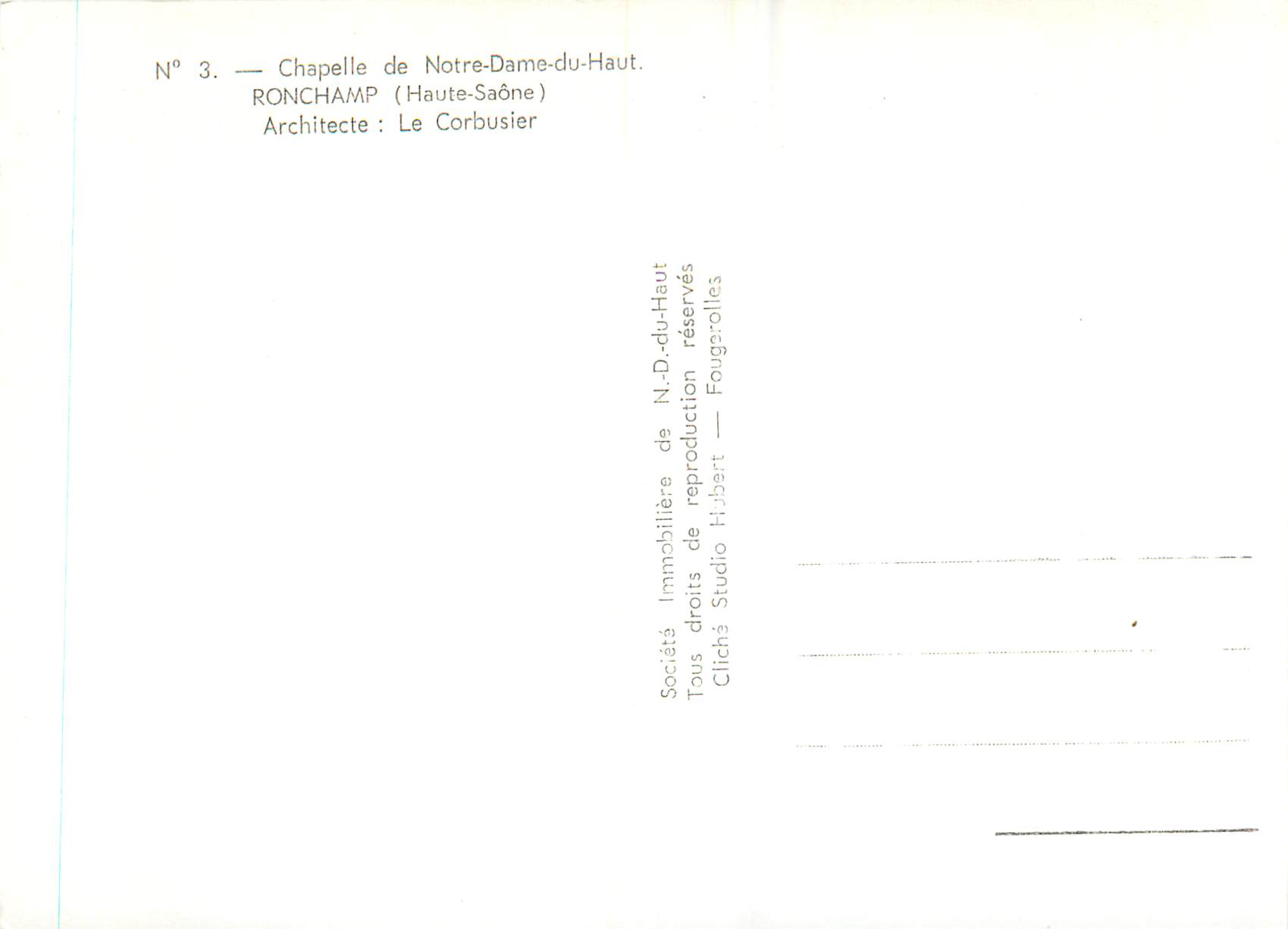 CPM Ronchamp (Haute Saone) Chapelle de Notre Dame du Haut — Rückseite