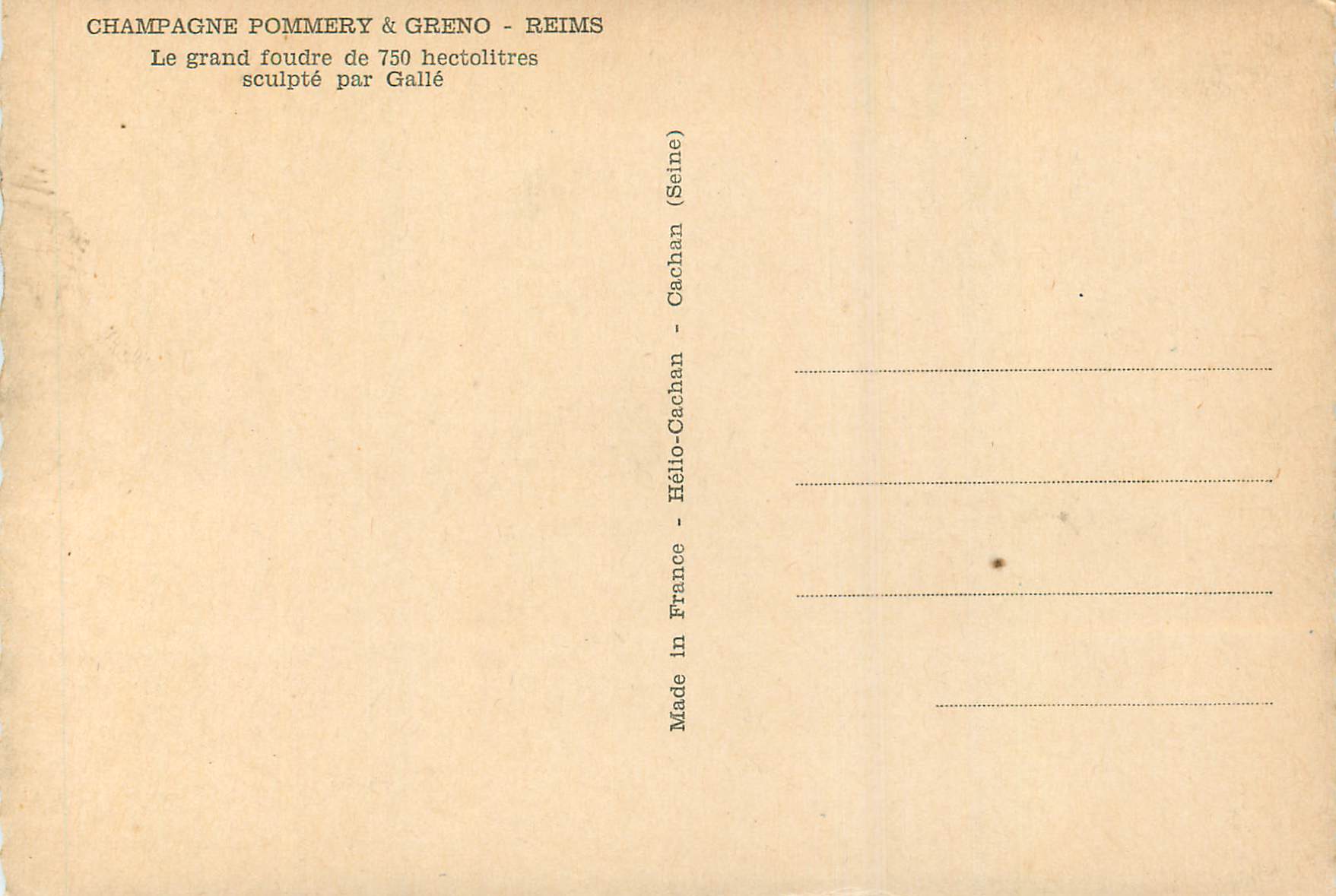 Großer Foudre von 750 Hektolitern — von Gallé geschnitzt — Champagne Pommery & Greno - Reims — Rückseite