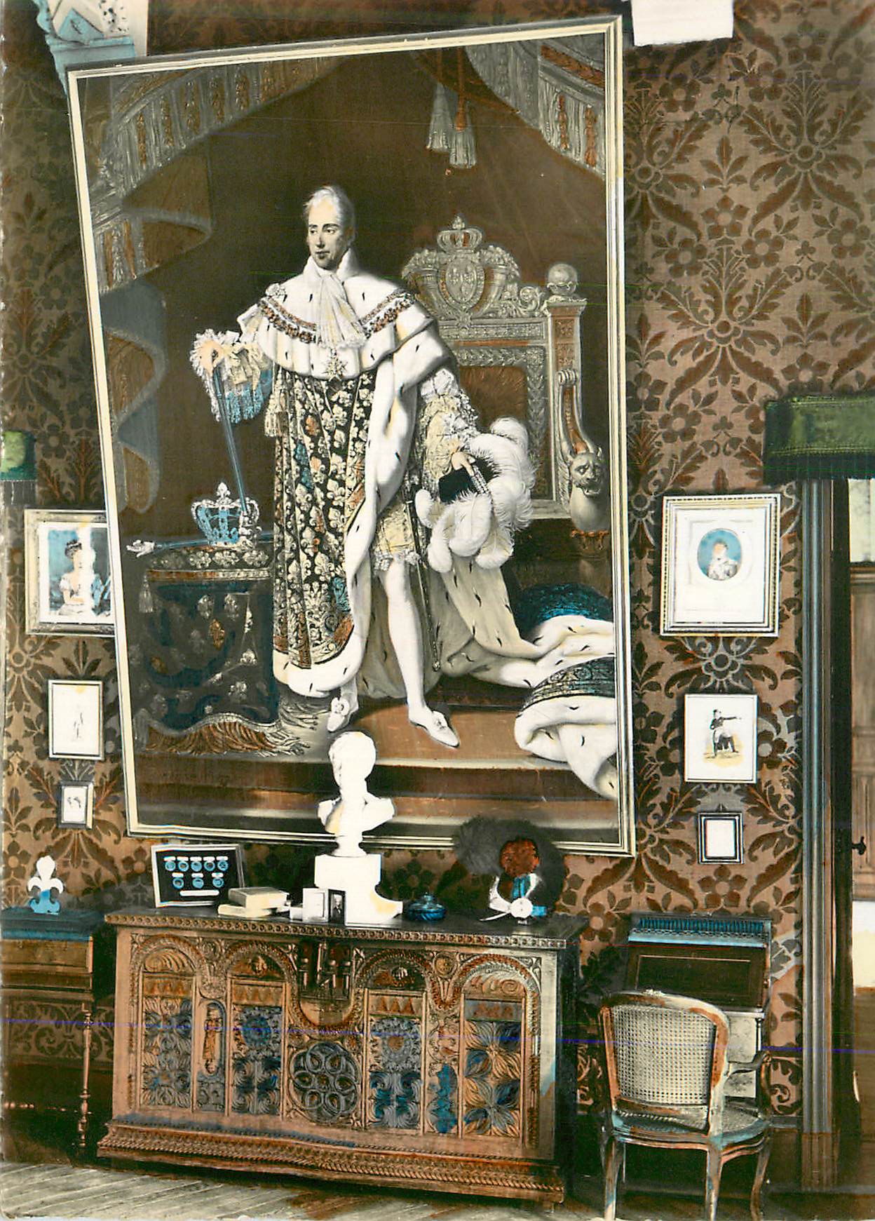 Château de Maupas — Intérieur avec portrait de Charles X — Cliché Brault