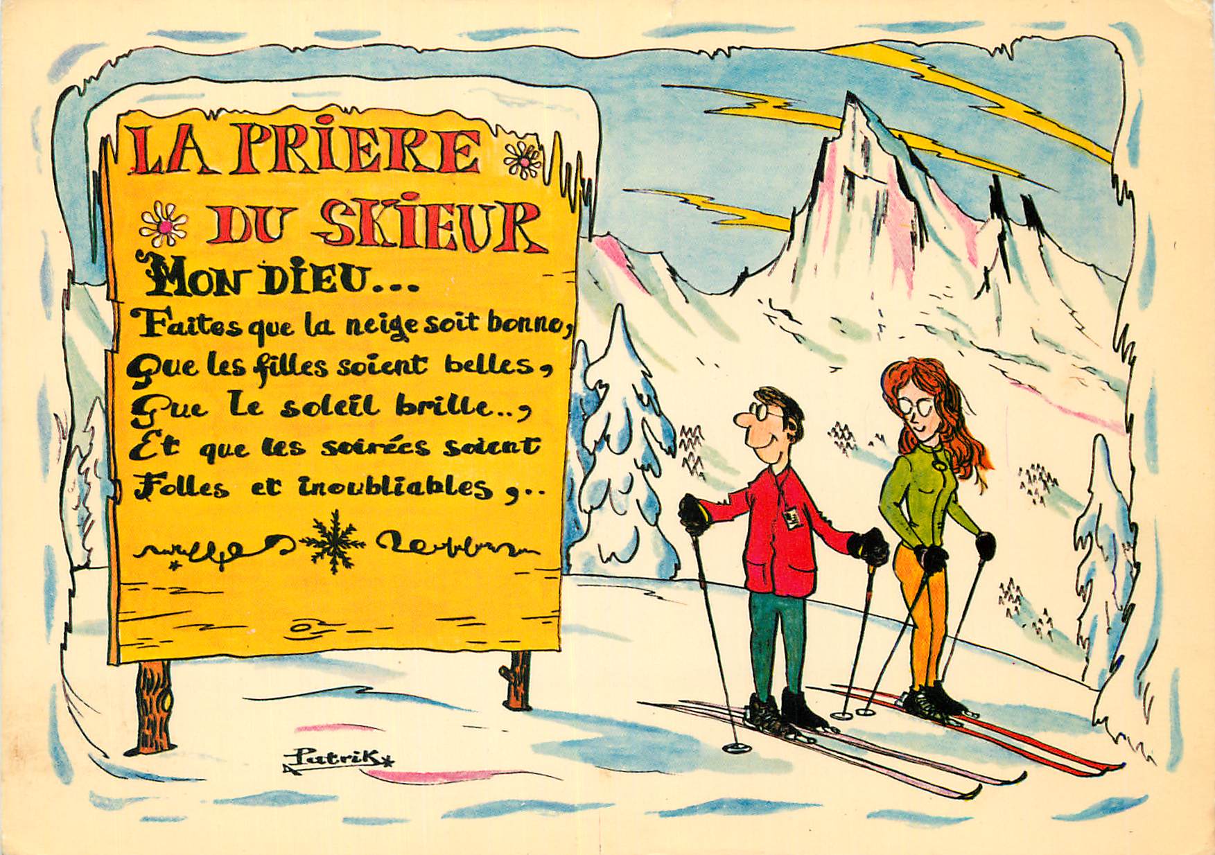 CPM Image de Chez nous en Hiver La Priere du Skieur