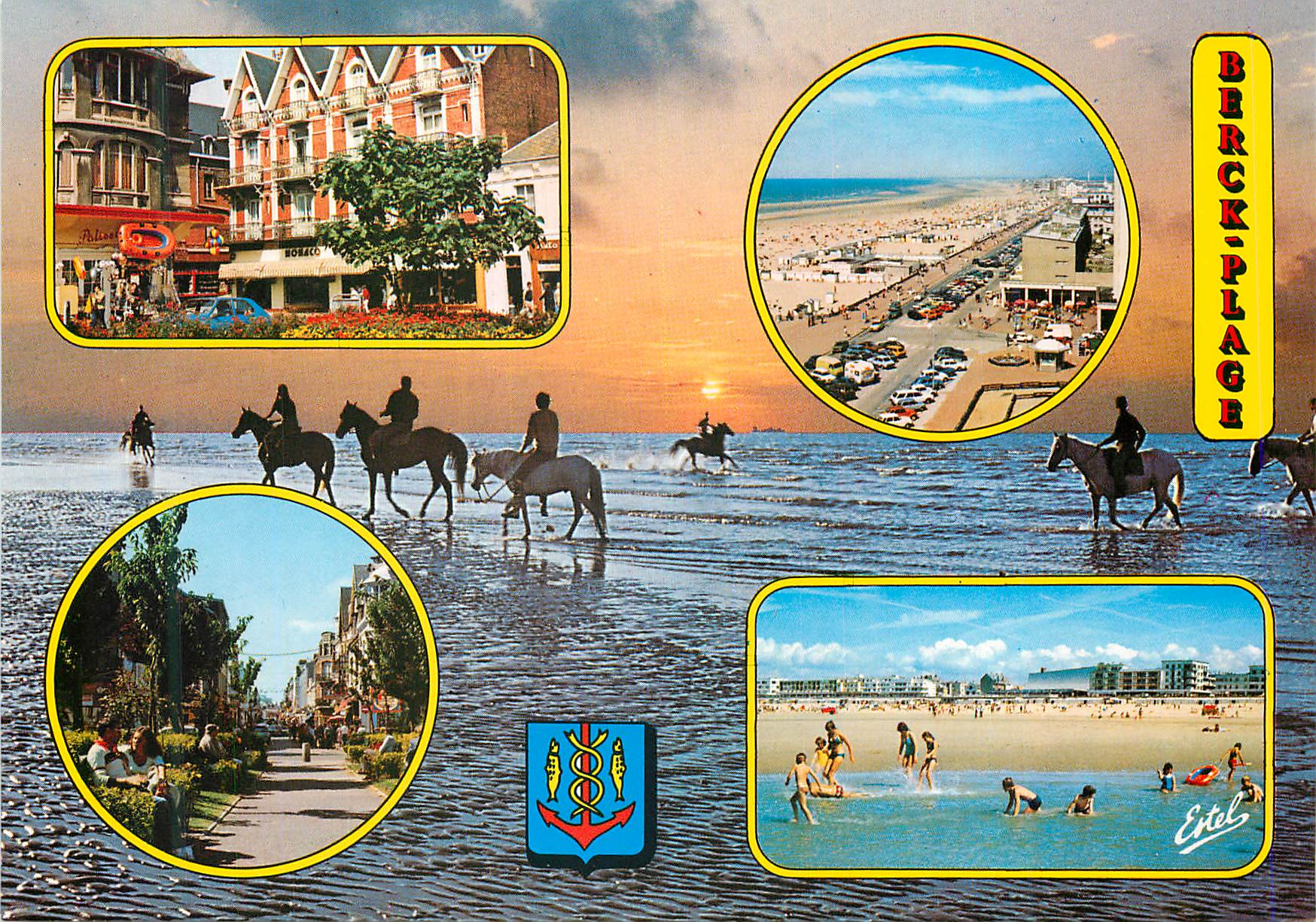 CPM Berck Plage (Pas de Calais) La Place de l'Eglise L'Esplanade Parmentier Les Jardins de Casino La Plage