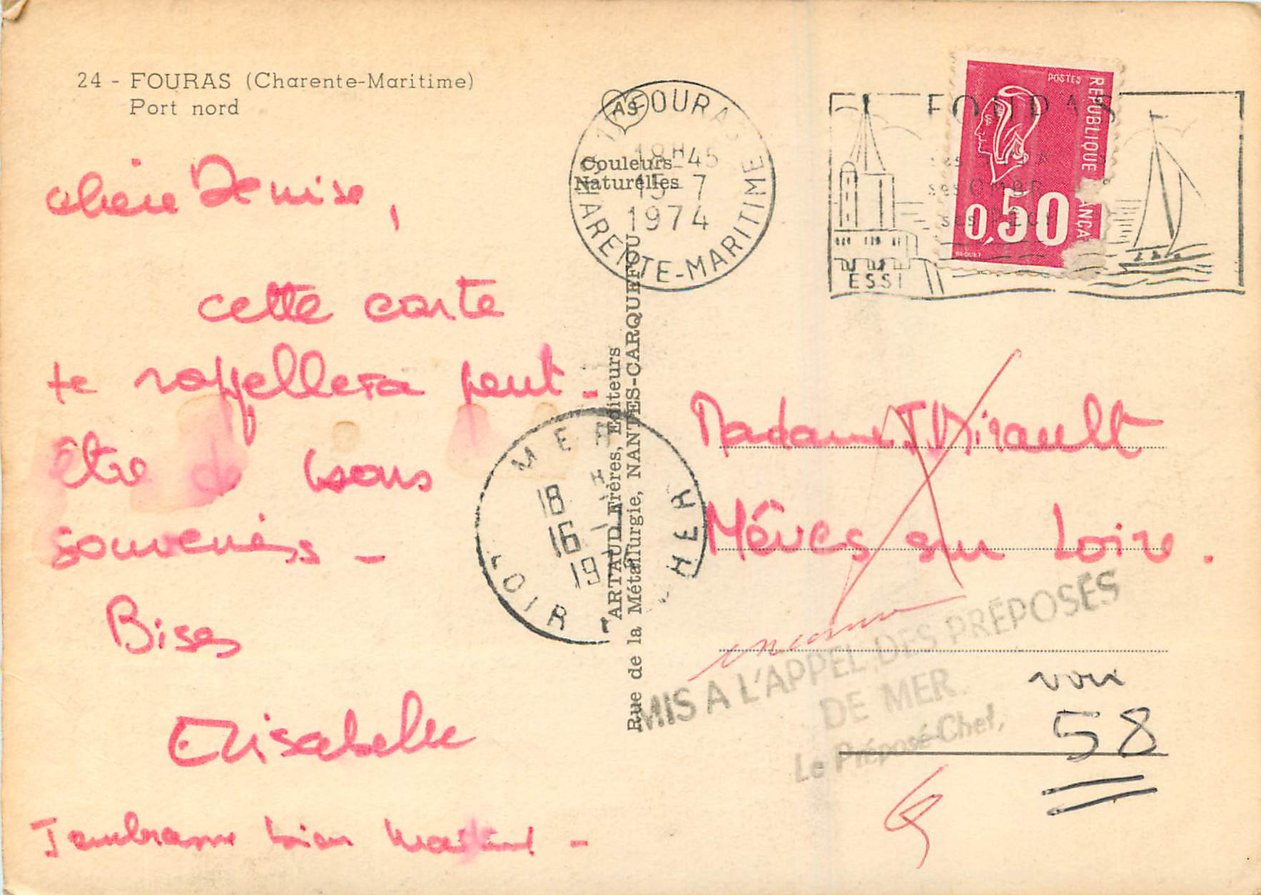 CPA Fouras (Charante Maritime) Port Nord Bateaux — Back