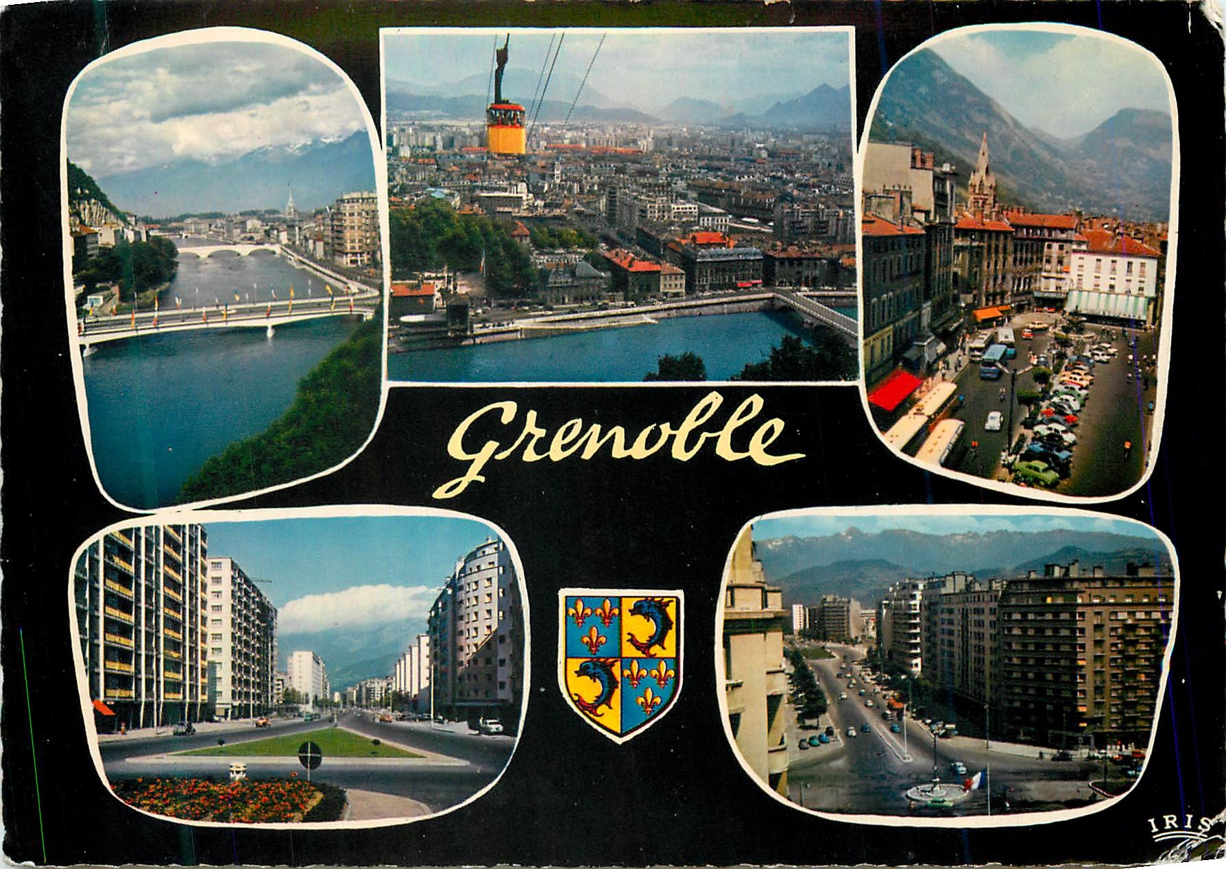 CPA Grenoble L'Isere Le Telepherique Place Grenette Boulevard Joseph Vailier Rond Point des Grands Boulevards