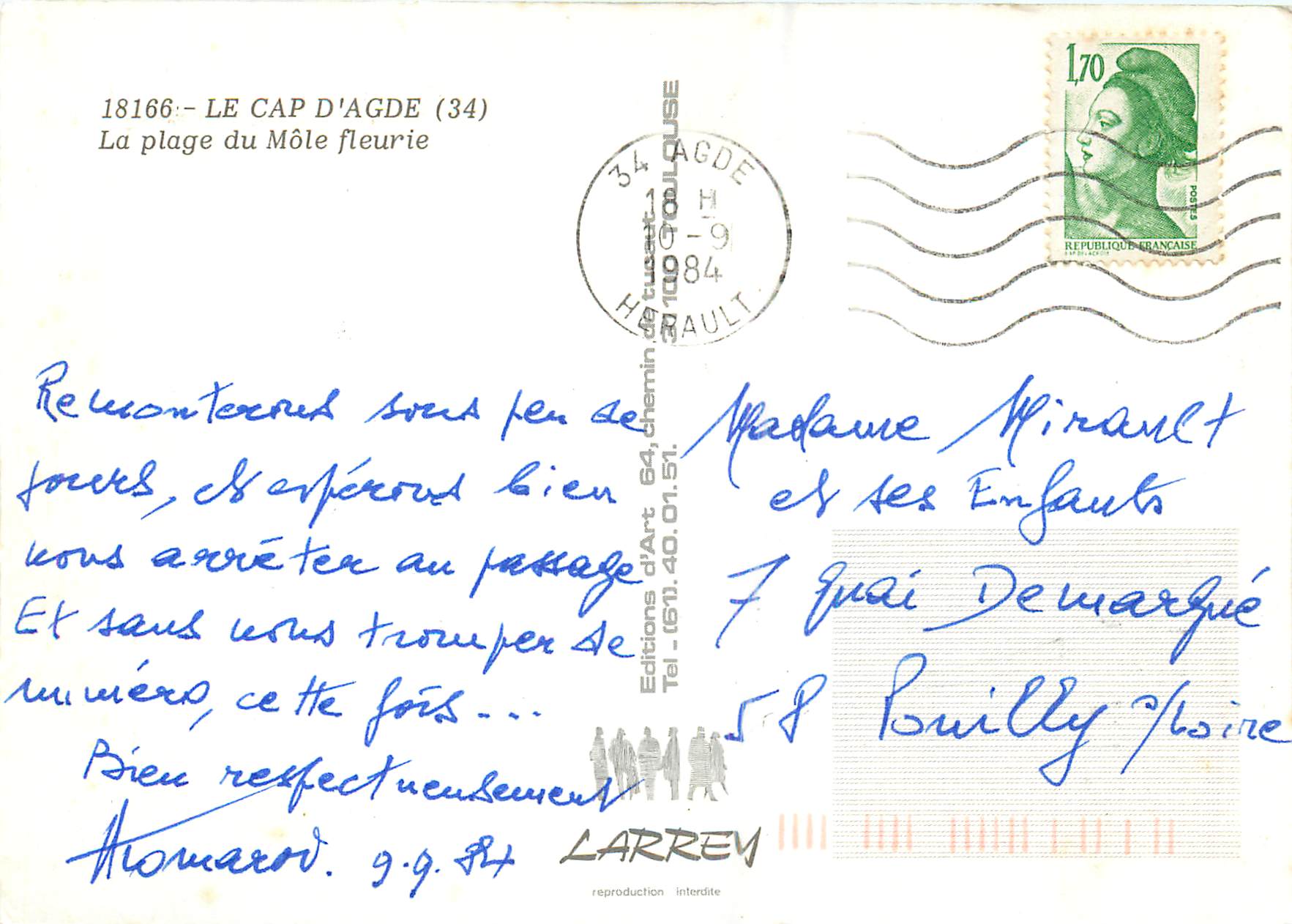 CPA La Cap d'Agde La Plage du Mole Fleurie — Back