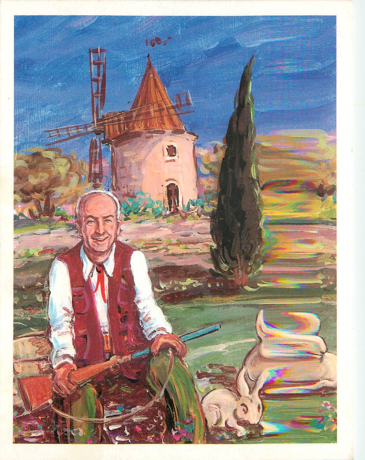 CPA Moulin Chasseur Lapins