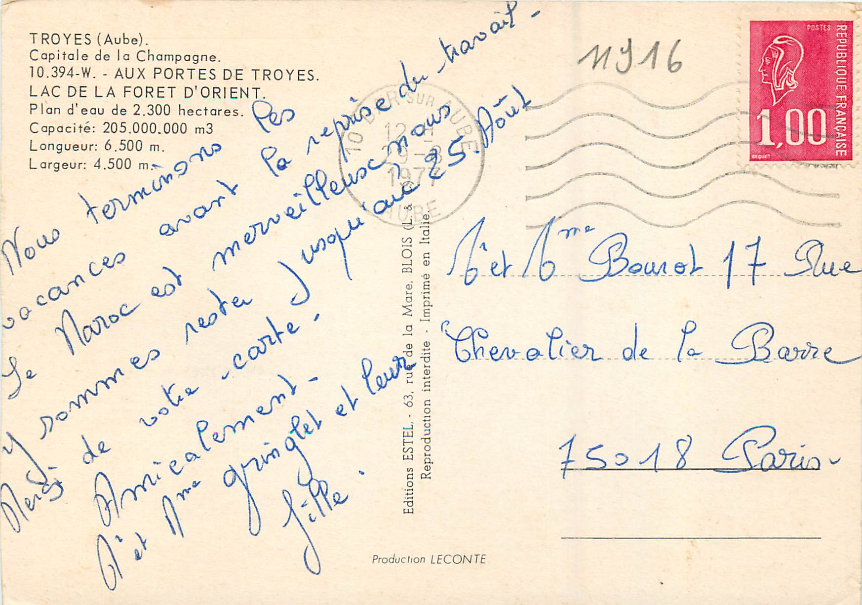 Lac d'Orient — campings et baignades — Éditions ESTEL — Verso
