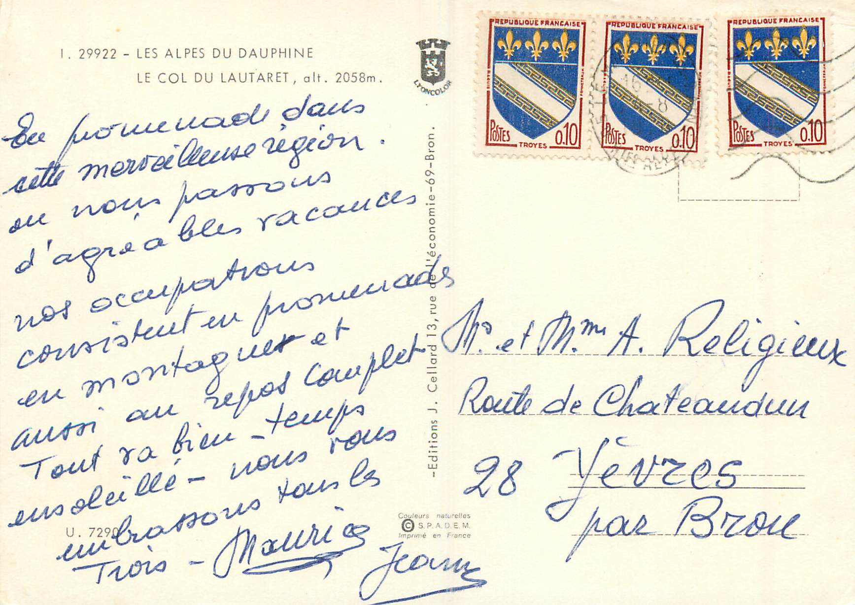Le Col du Lautaret — Les Alpes du Dauphiné — Éditions J. Cellard — Reverso