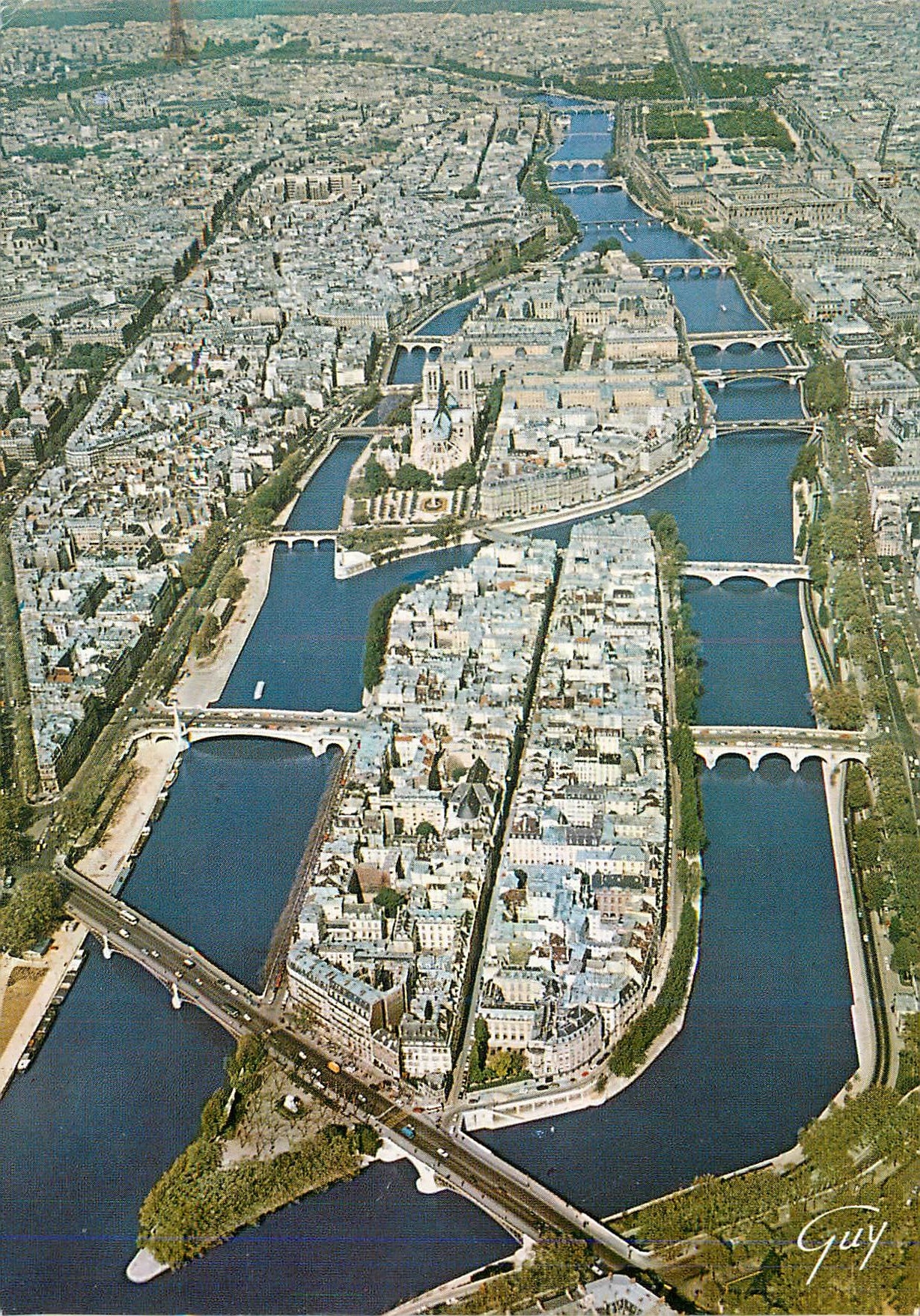 CPM Les Ponts de la Seine et le Coeur de Paris Vue Aerienne