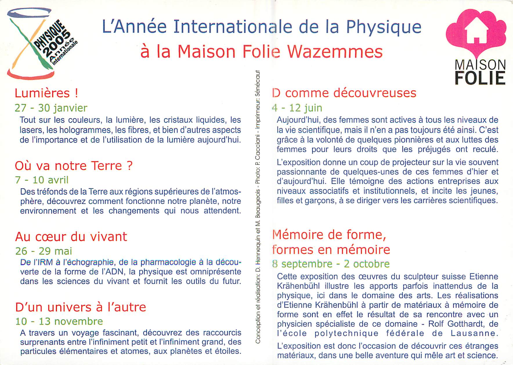CPM L'Annee Internationale de la Physique a la Maison Folie Wazemmes Papillon — Rückseite