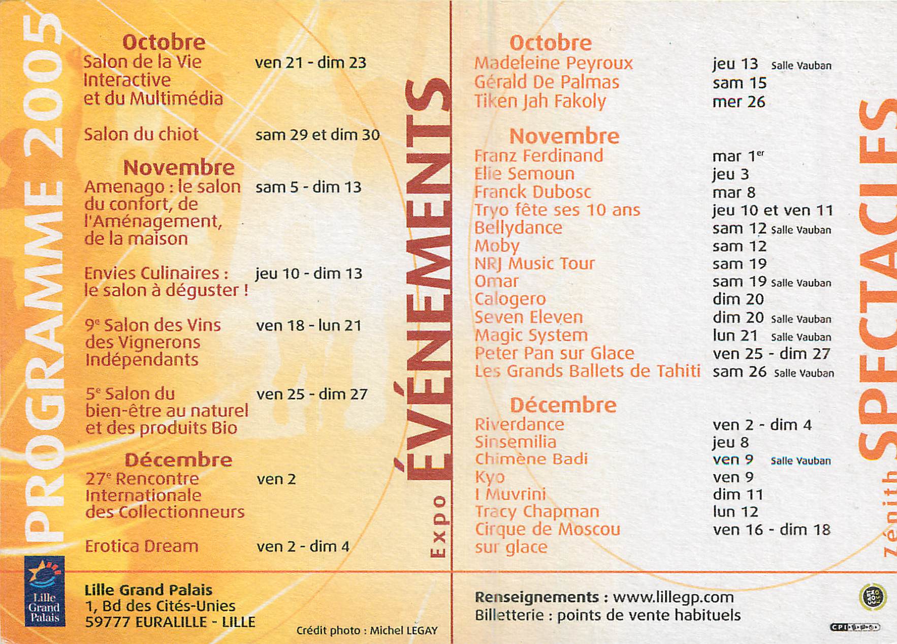 CPM Zenith Expo Lieu de Vie Lille Grand Palais — Verso