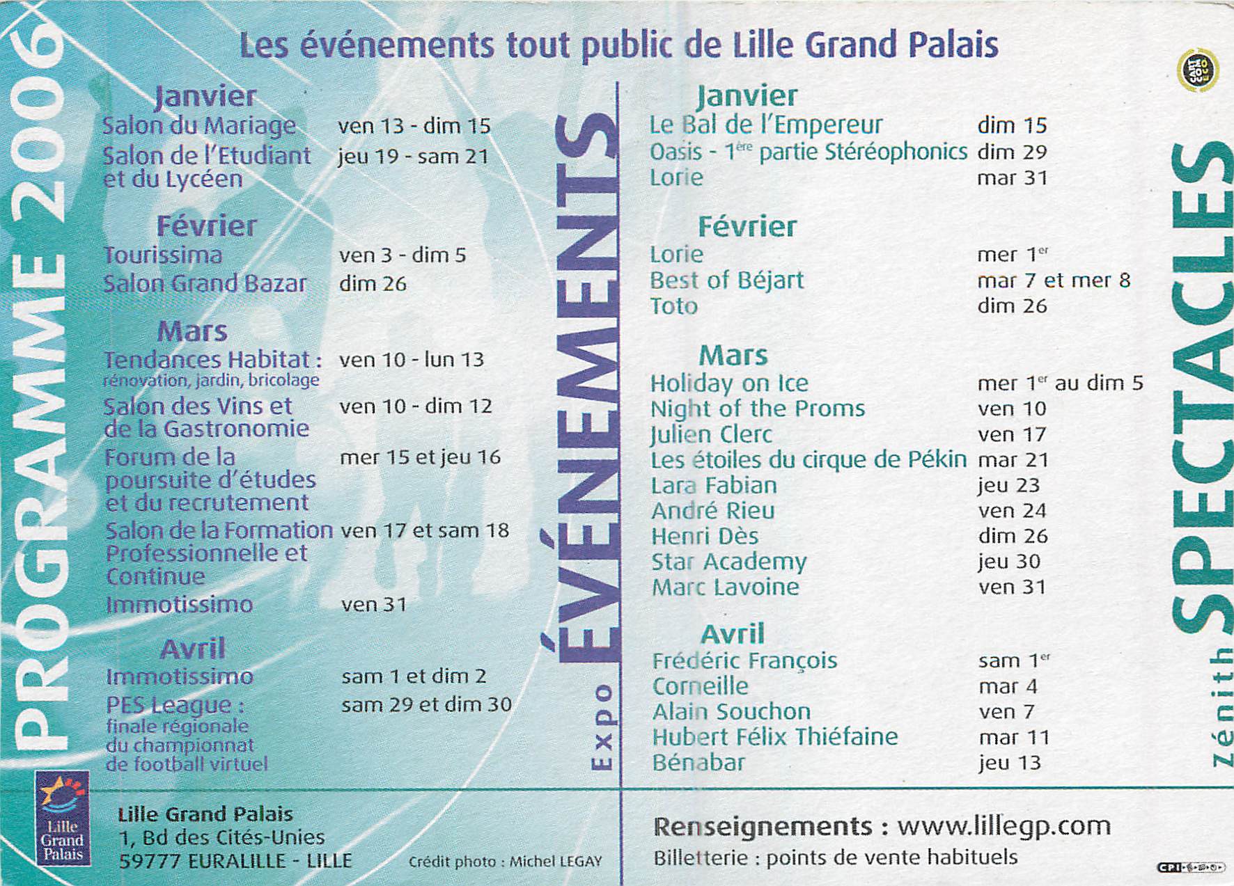 CPM Zenith Expo Lieu de Vie Les Evenements tout Public de Lille Grand Palais  — Rückseite
