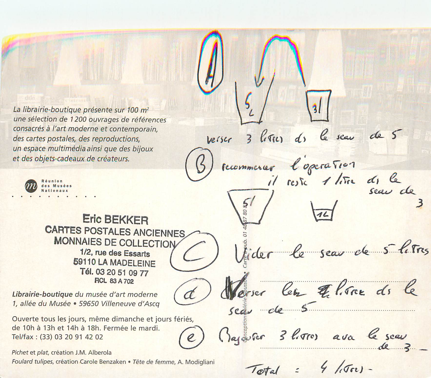 CPM Musee d'Art Moderne Villeneuve Librairie Boutique — Back
