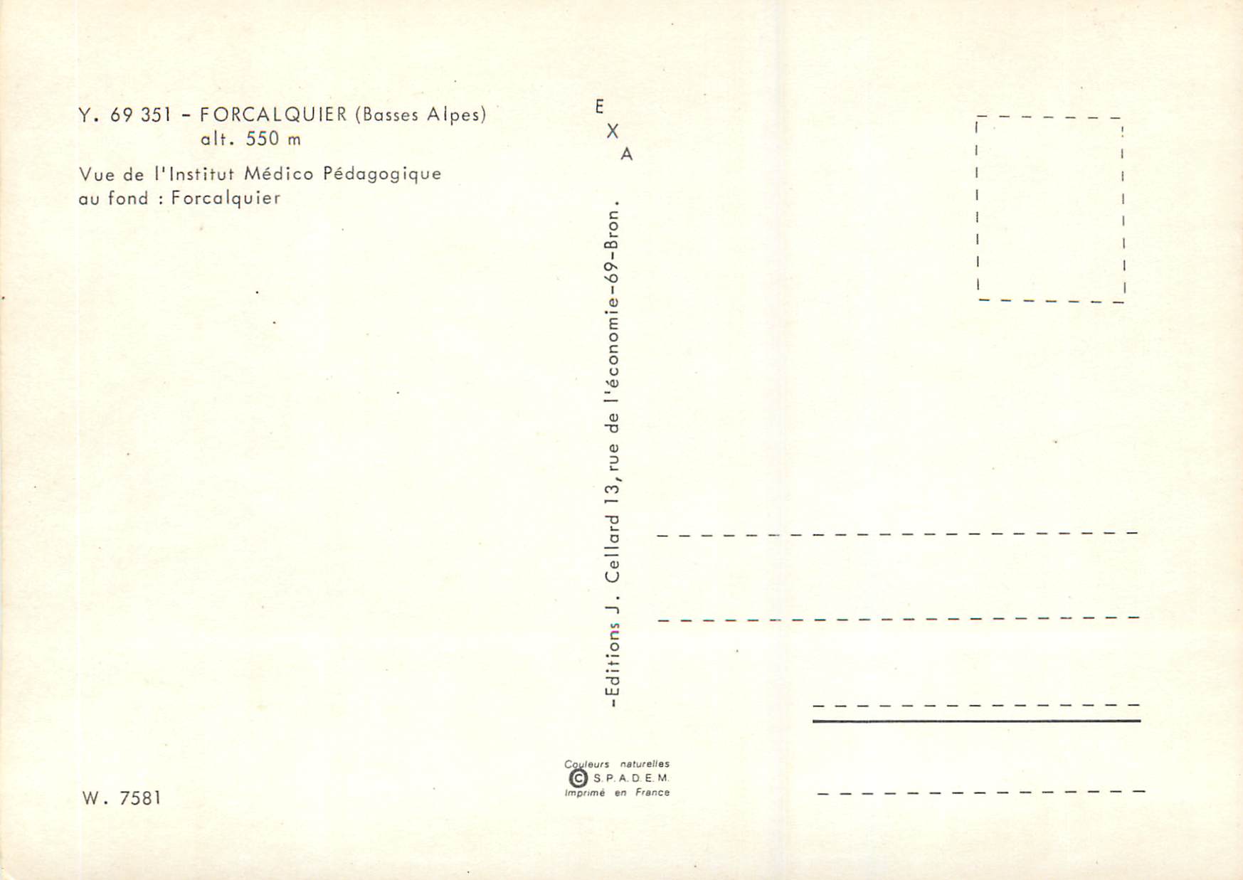 CPM Forcalquier (Basses ALpes) alt 550 m — Rückseite
