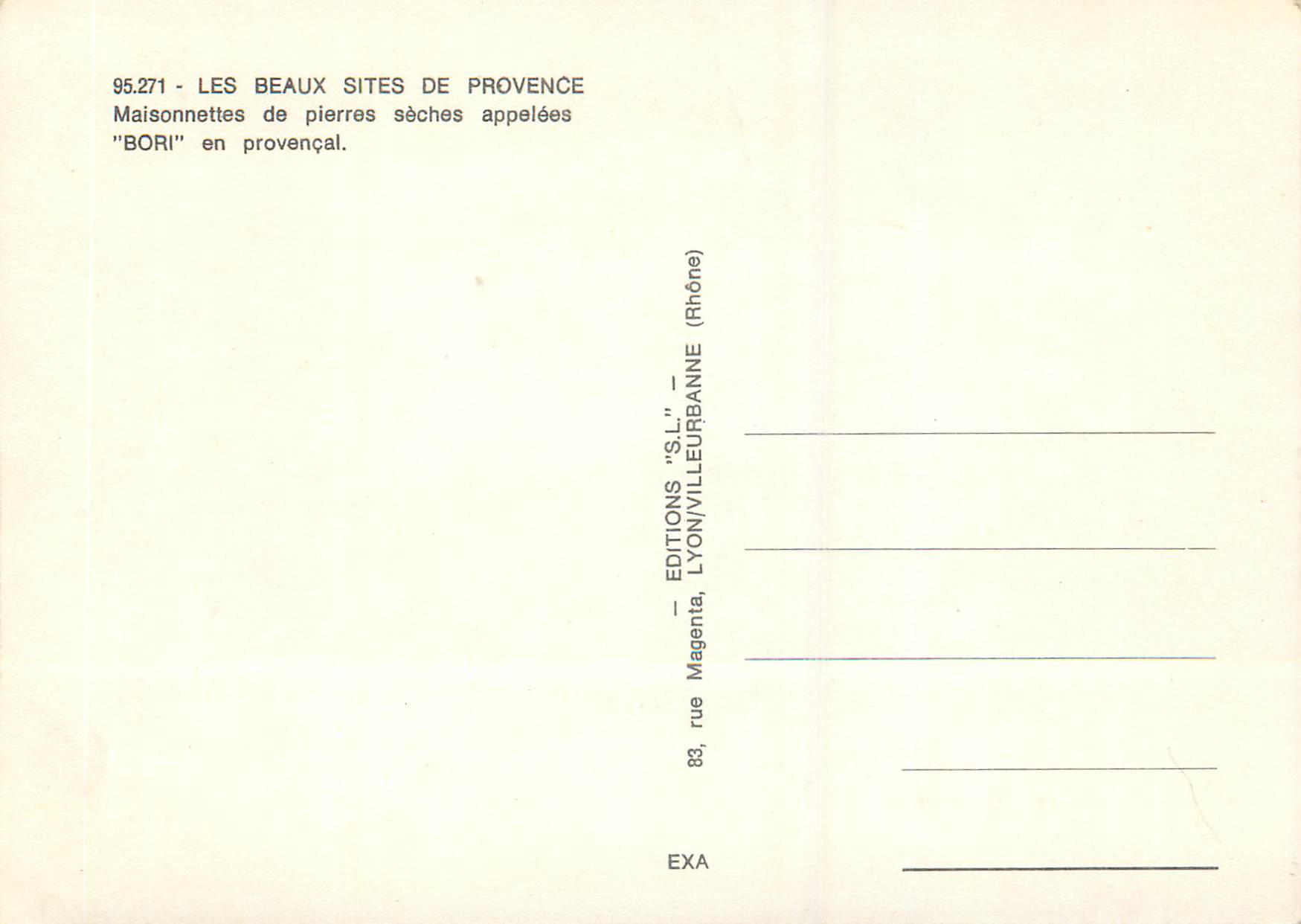 CPM Les Beaux Sites de Provence Maisonnettes de Pierres Seches Appelees Bori en Provencal — Back