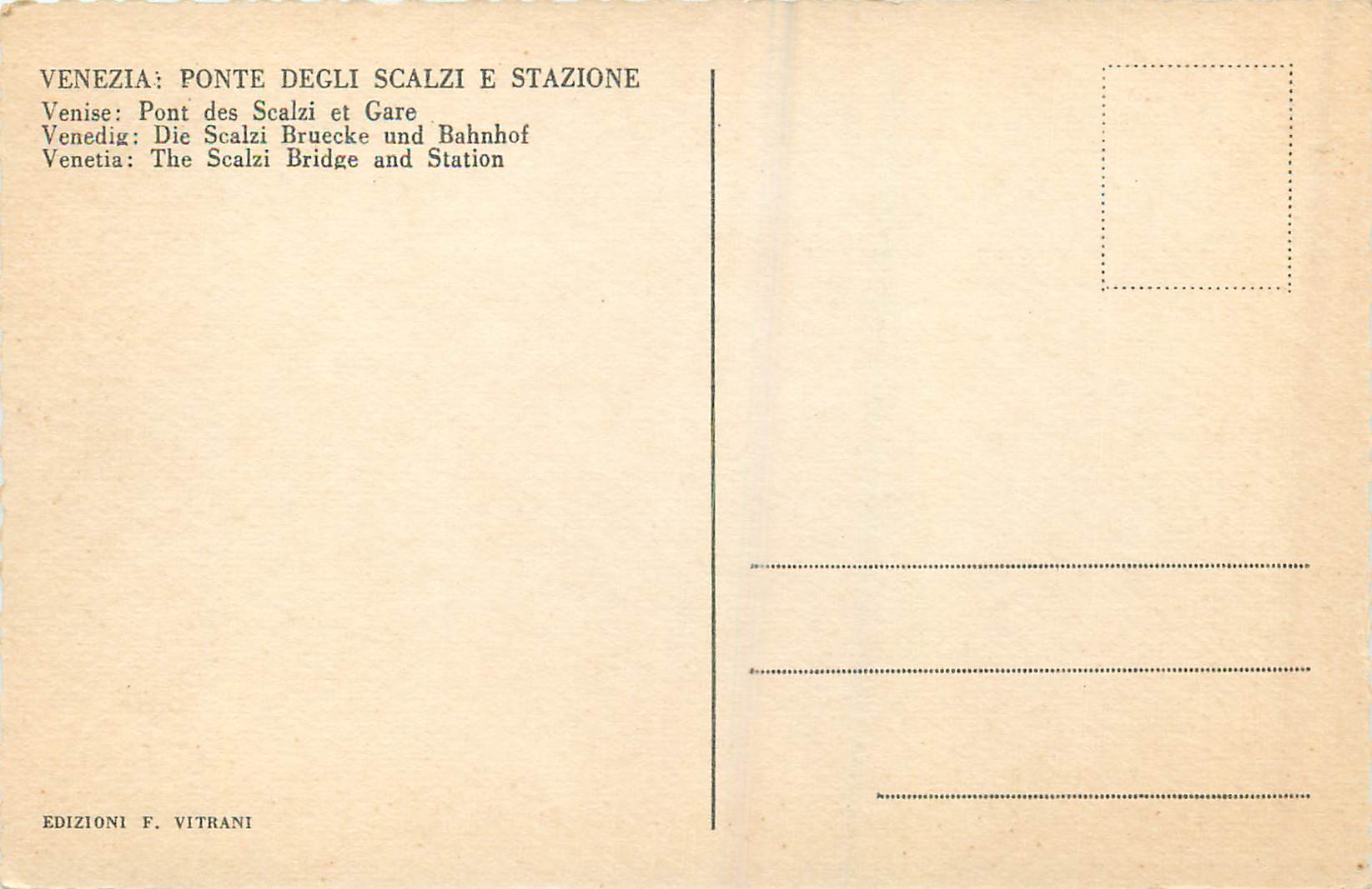 CPM Venise Pont des Scalzi et Gare — Rückseite