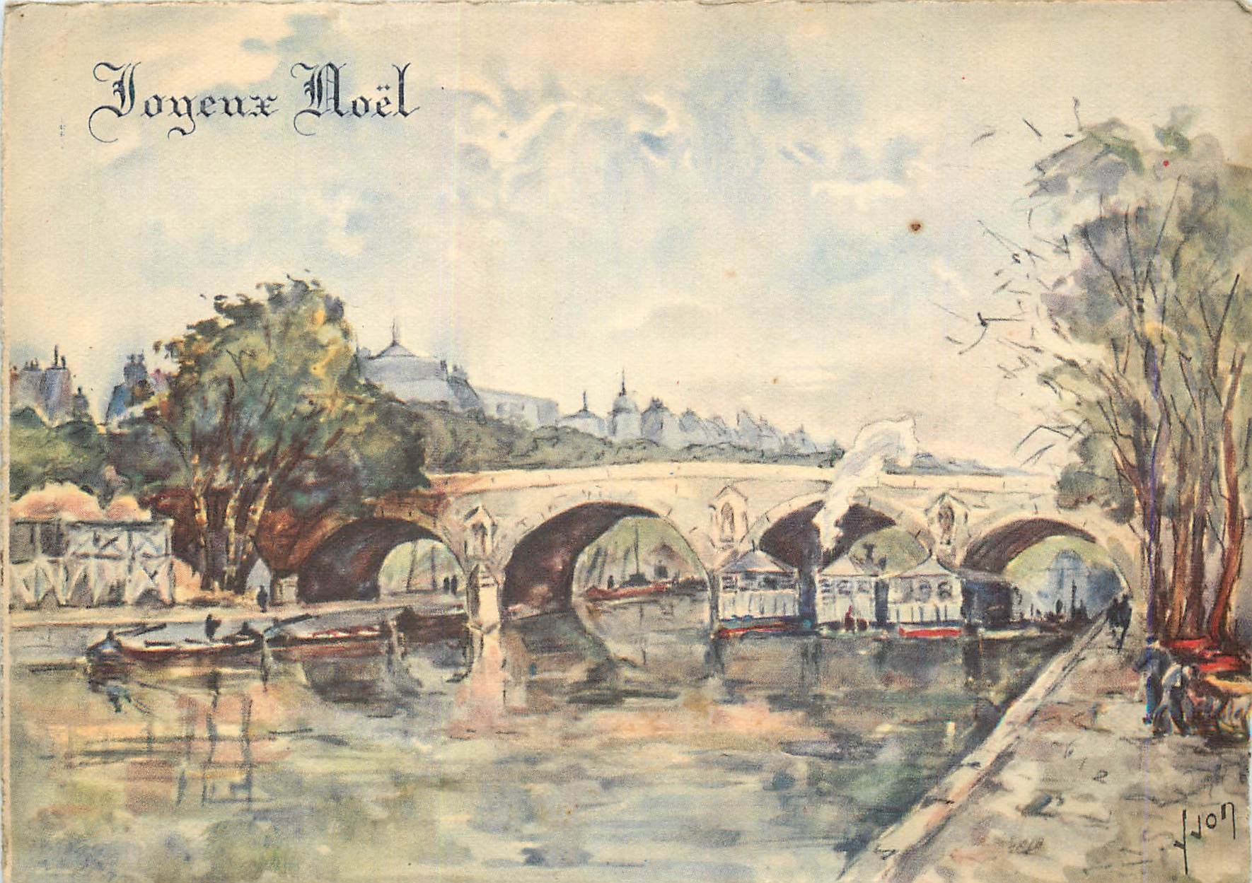 CPM Paris Pont Marie Port des CelestinsJoyeux Noel 