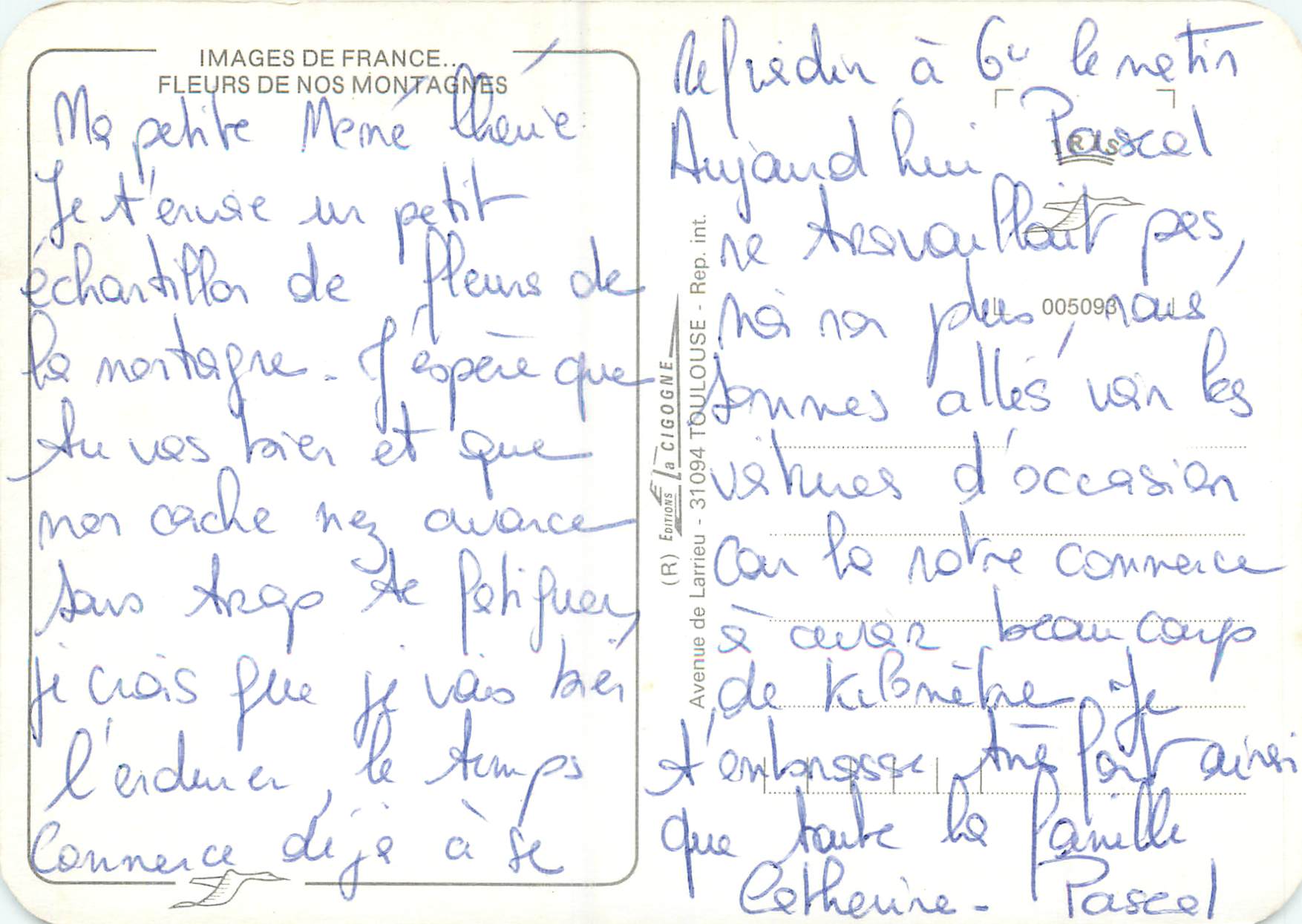 CPM Images de France Fleurs de Nos Montagnes — Verso