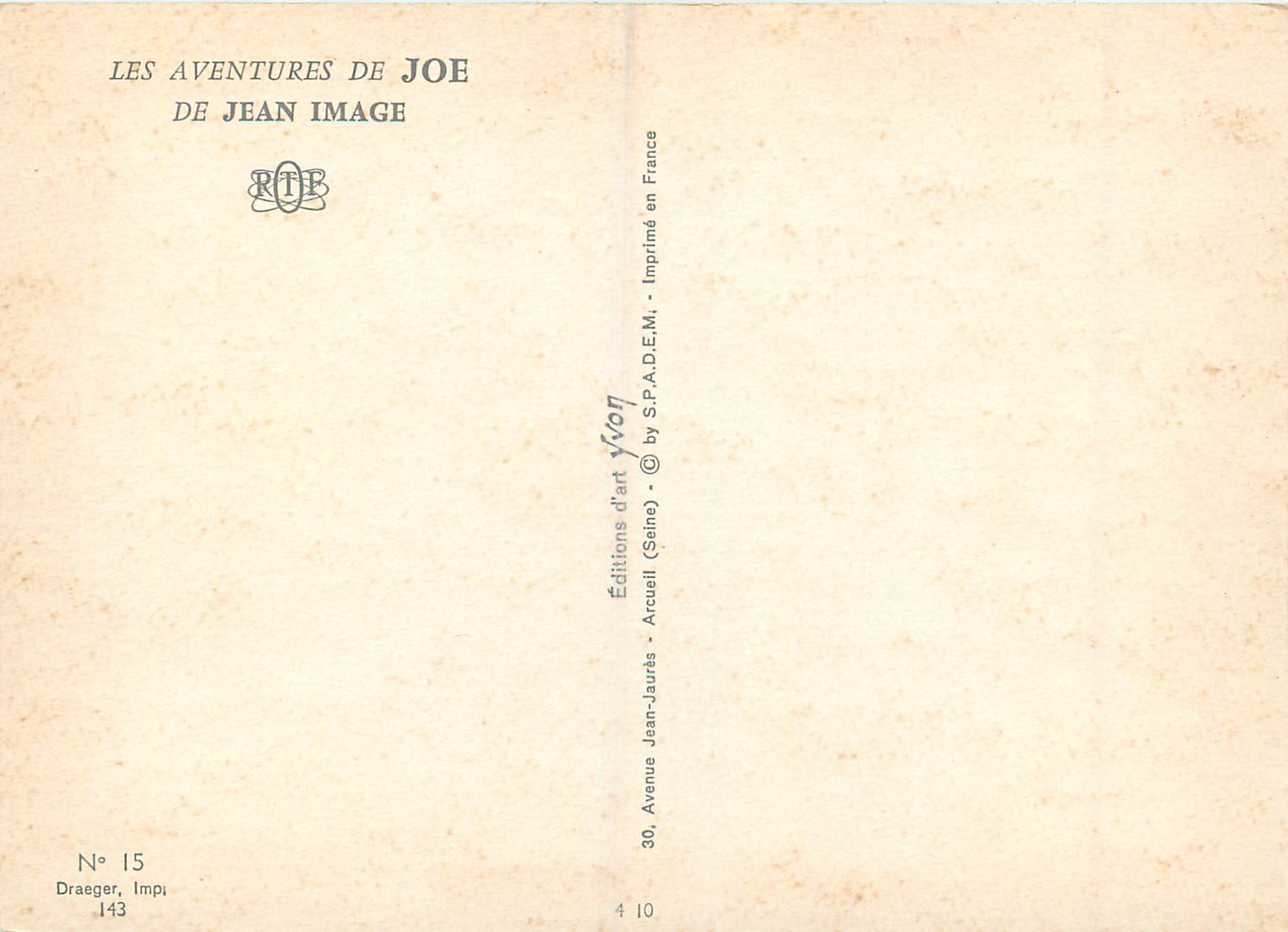 CPM Les Aventures de Joe de Jean Image — Rückseite