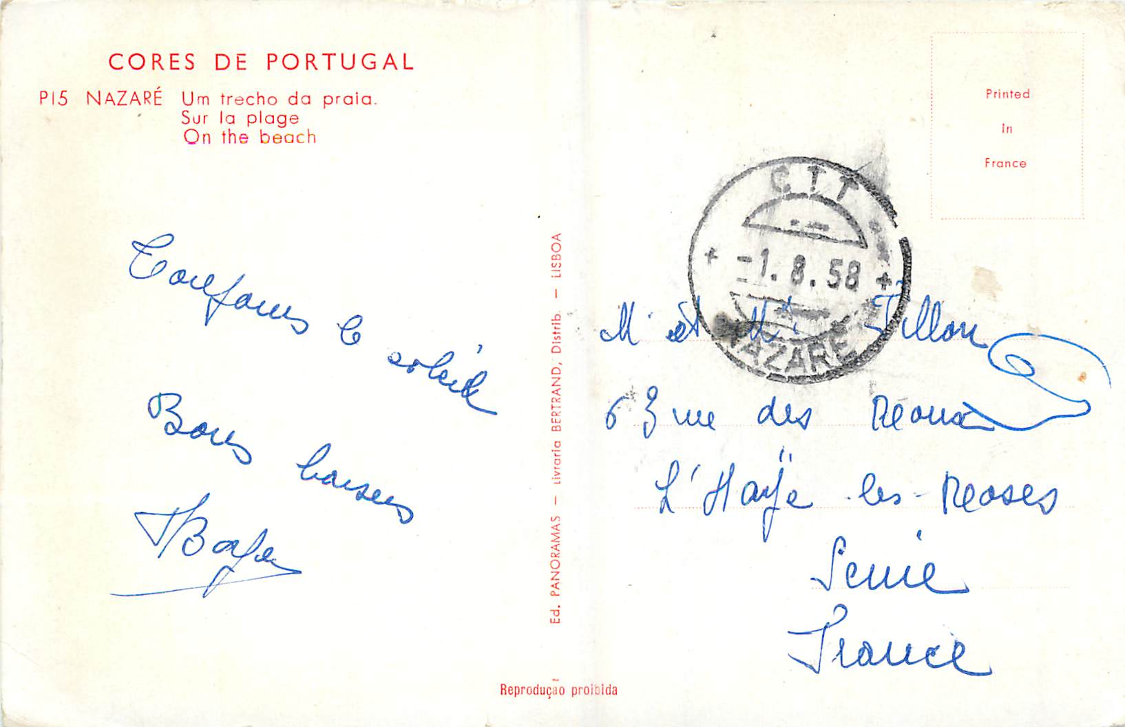 CPM Cores de Portugal Nazare sur la Plage — Rückseite