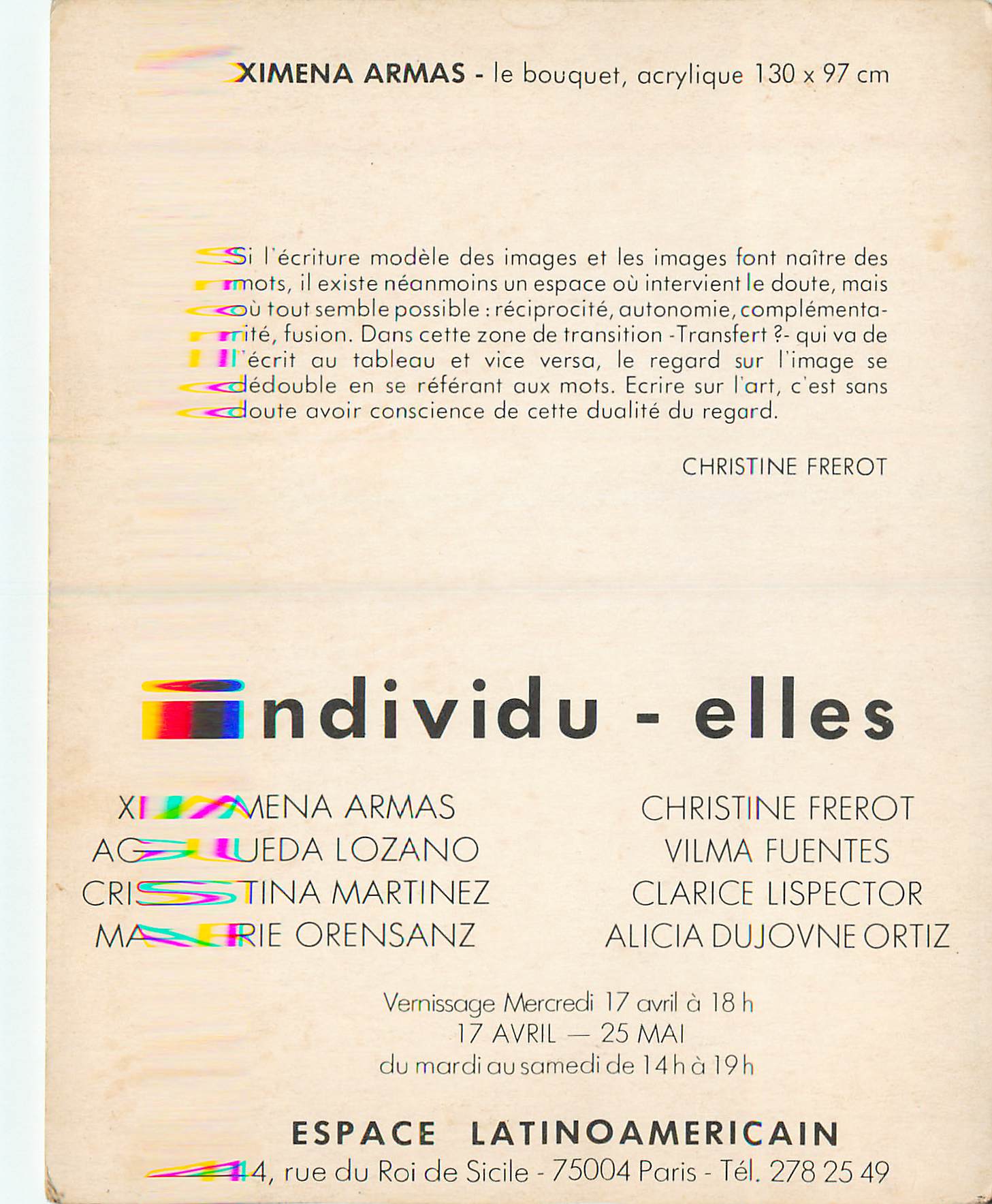 CPM Ximena Armas Le Bouquet Acrylique Indivudu Elles — Rückseite