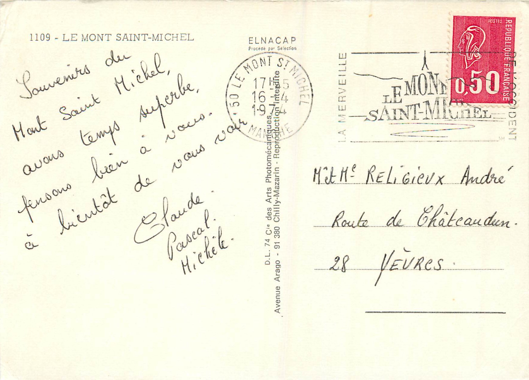 CPM le Mont Saint Michel — Verso