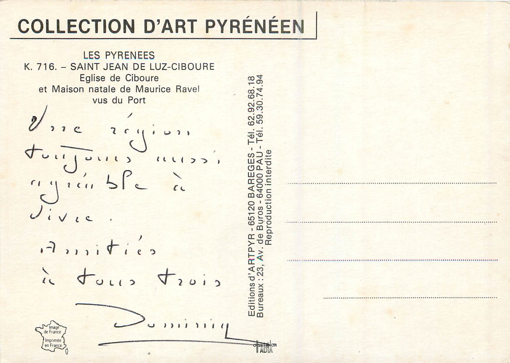 Saint-Jean-de-Ciboure — Église et maison natale de Maurice Ravel — Collection d'Art Pyrénéen — Rückseite