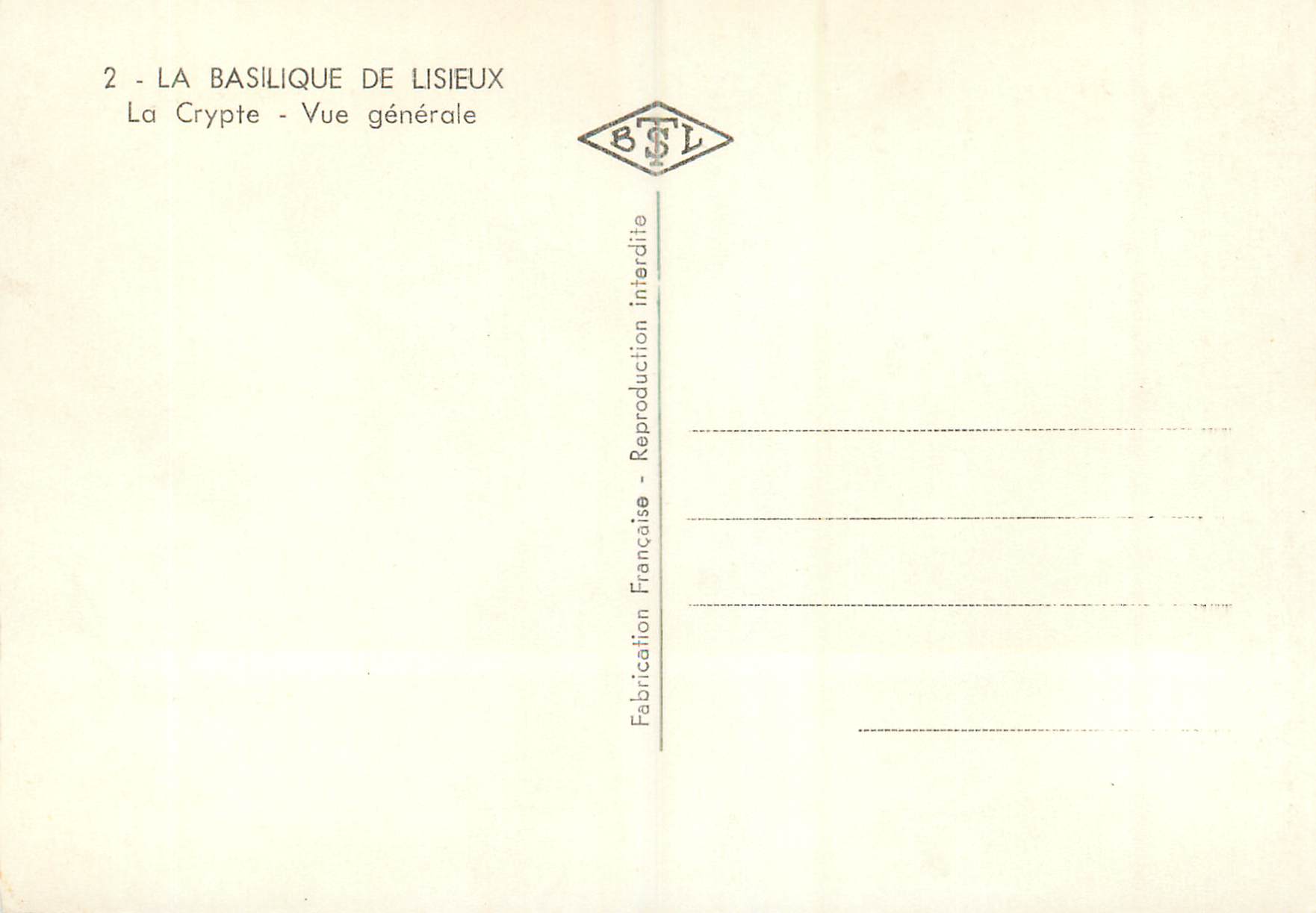 CPM la Basilique de Lisieux la Crypte vue Generale — Rückseite